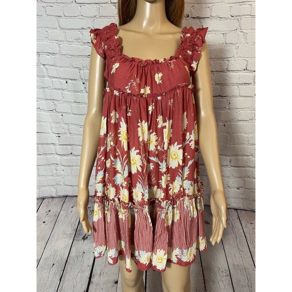 Free People NWT New $88 Free People Bali Wild Daisy Renaissance Red Com Size XS / US 0-2 / IT 36-38 - 9 Thumbnail