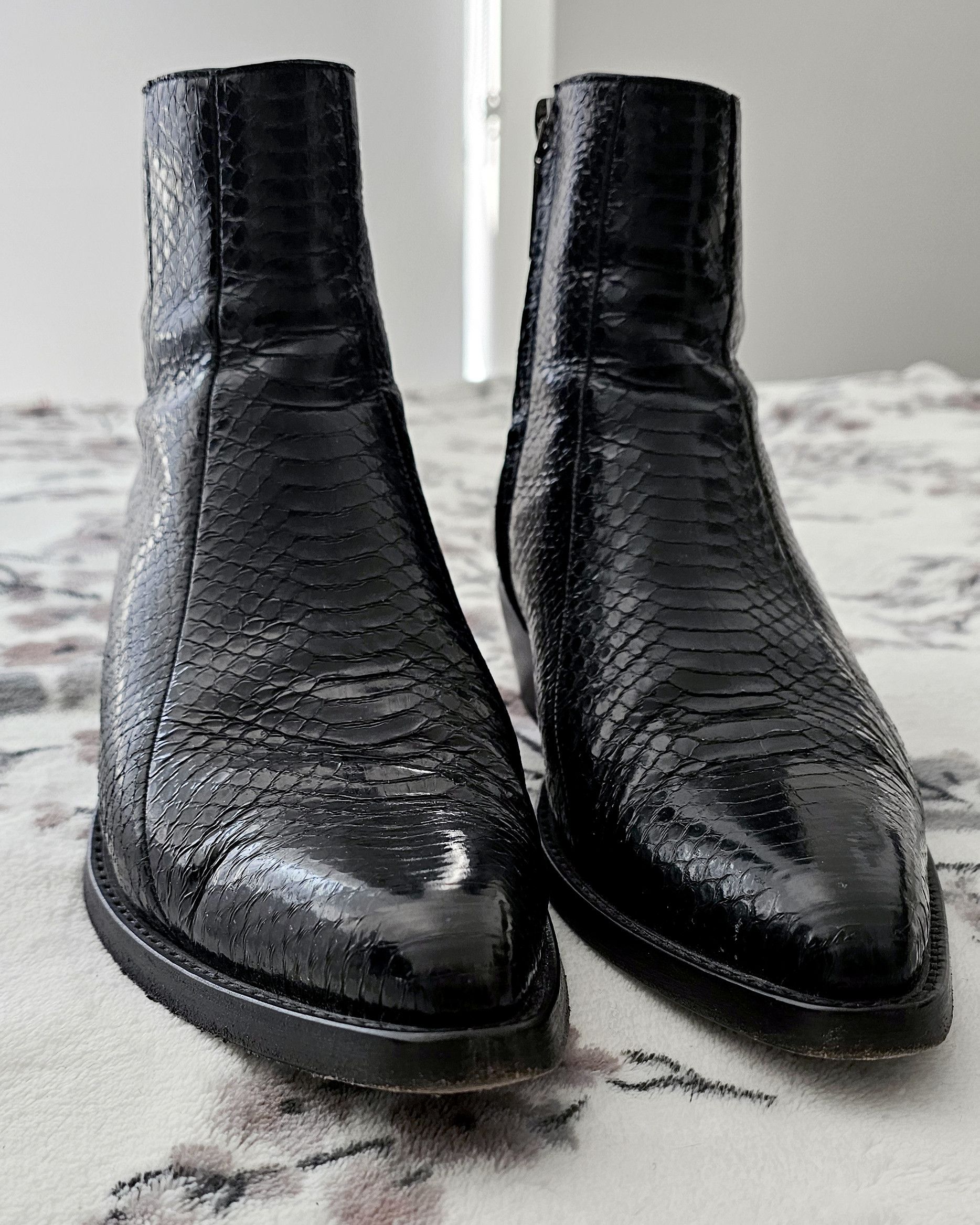 Saint Laurent Paris Dakota Lacquered Ayers Snakeskin Boots Size US 10 / EU 43 - 3 Thumbnail