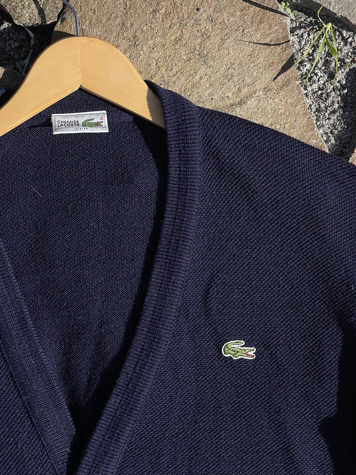 Lacoste 90’s Lacoste logo wool navy cardigan made in France vintage Size US XL / EU 56 / 4 - 8 Thumbnail