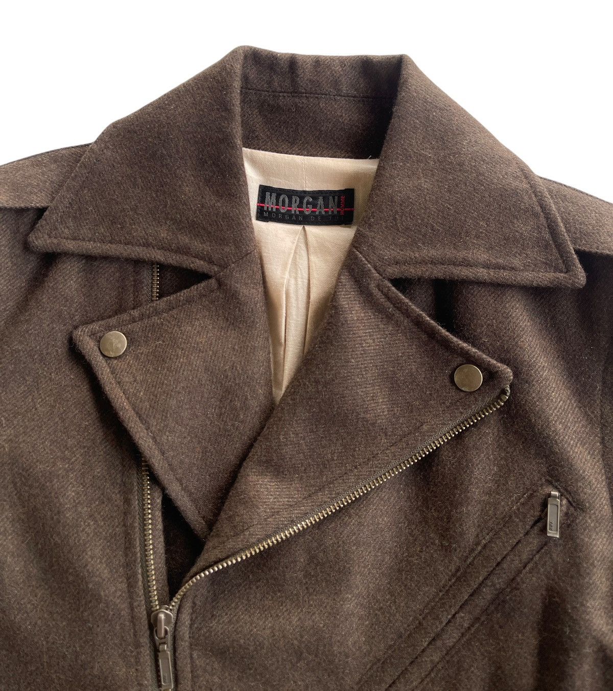 Morgan Homme Detachable Double Collar Wool Biker Jacket Size US M / EU 48-50 / 2 - 7 Thumbnail