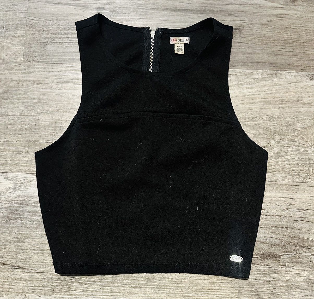 Guess Guess Black Zip Back Crop Top Size XS / US 0-2 / IT 36-38 - 1 Thumbnail