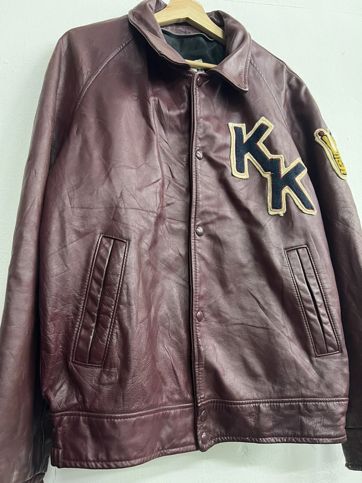 Vintage VINTAGE KK CHAMPION VARSITY LEATHER JACKET Size US L / EU 52-54 / 3 - 3 Thumbnail