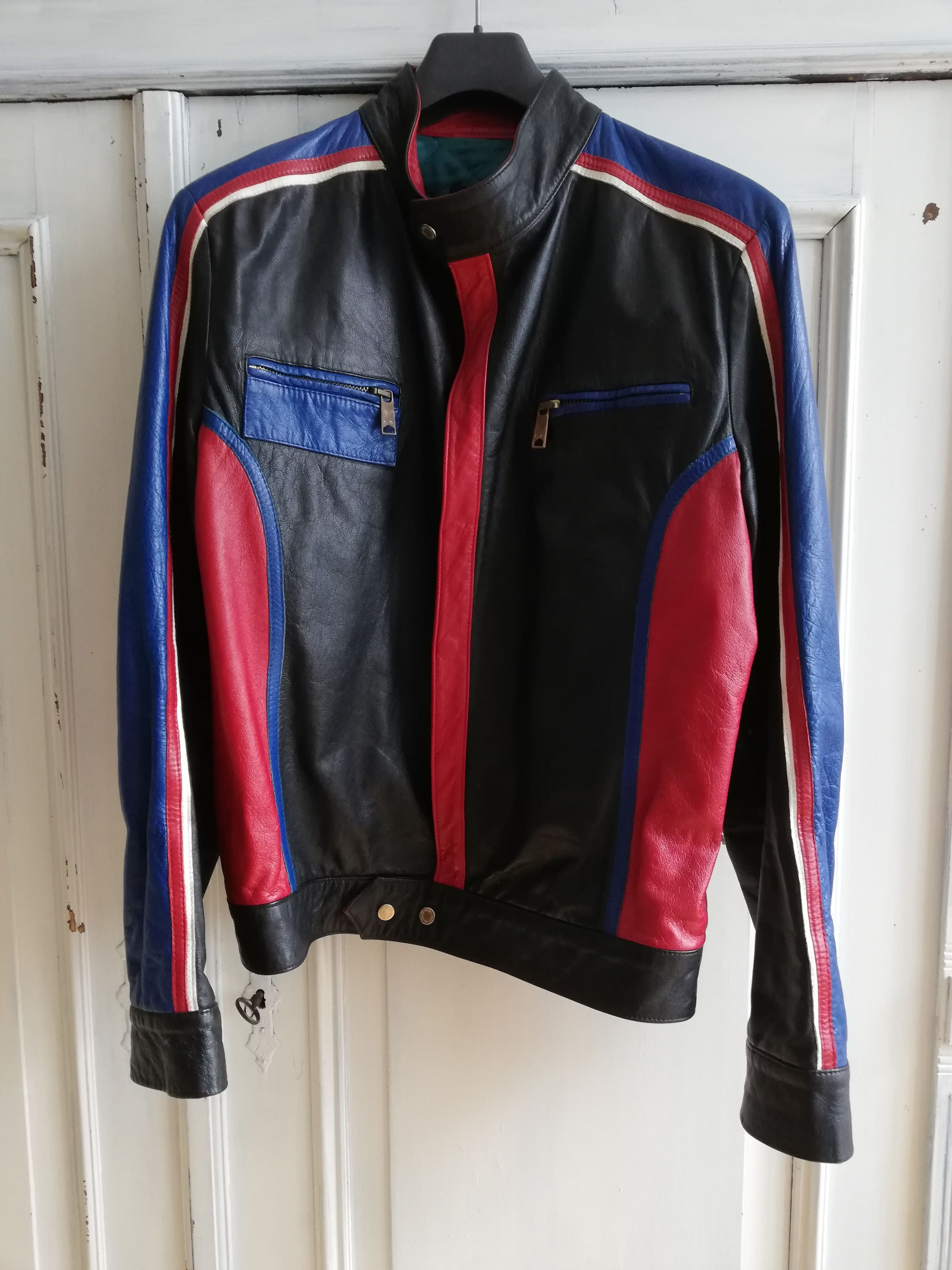 Dolce & Gabbana Multi colored cafe racer leather jacket Size US S / EU 44-46 / 1 - 1 Thumbnail