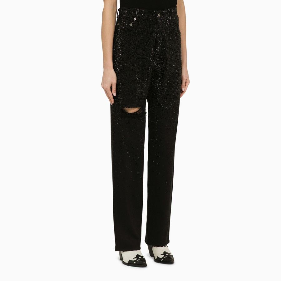 Golden Goose o1d2blof0824 Denim Trouser With Crystals in Black Size 26" / US 2 / IT 38 - 3 Thumbnail