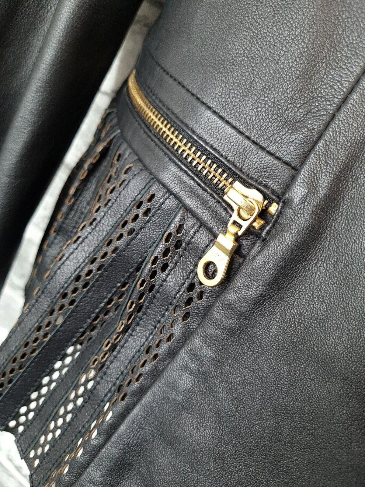 Roberto Cavalli Cavalli Class Leather Jacket Uk 14 Black Rare Coat Size L / US 10 / IT 46 - 4 Thumbnail