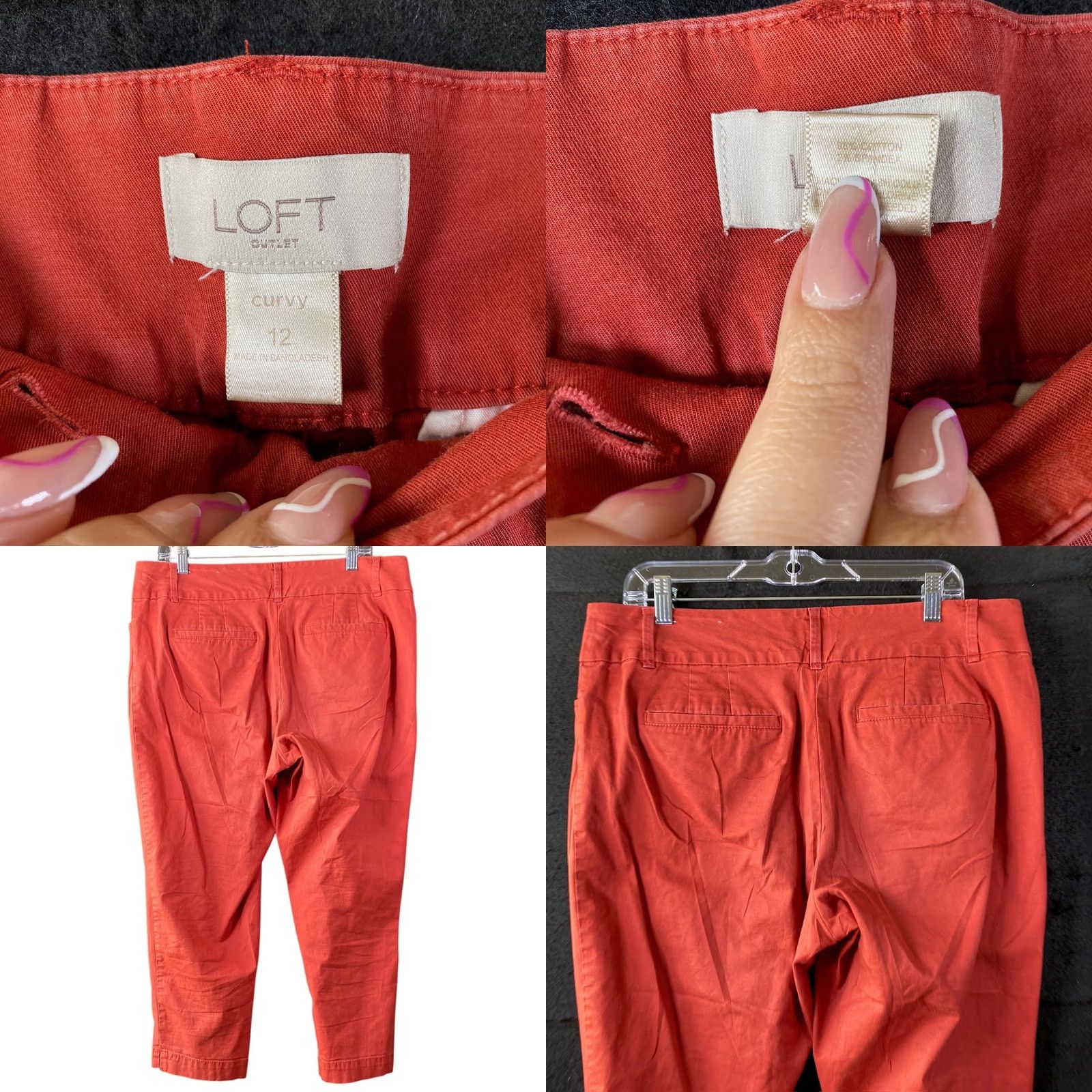 Loft LOFT Orange High Rise Curvy Capris Cropped Cotton Blend Stretch 12 Women's Pants Vintage? Size 34" / US 12 / IT 48 - 8 Thumbnail