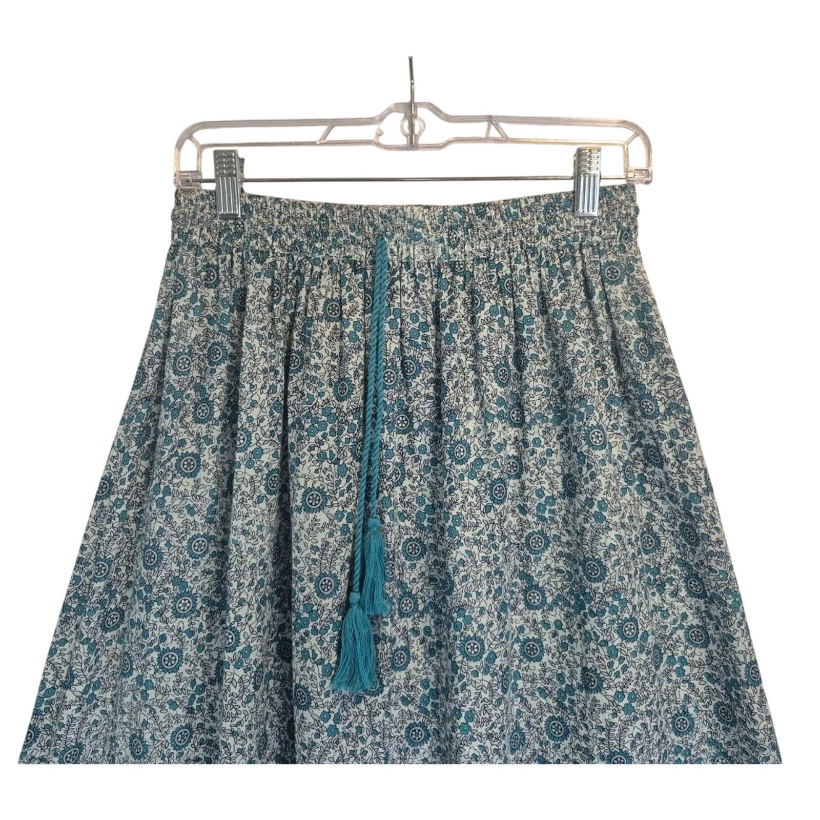 Other India Collection Floral Hand Blocked Green Cotton Skirt S Size 30" / US 8 / IT 44 - 2 Thumbnail