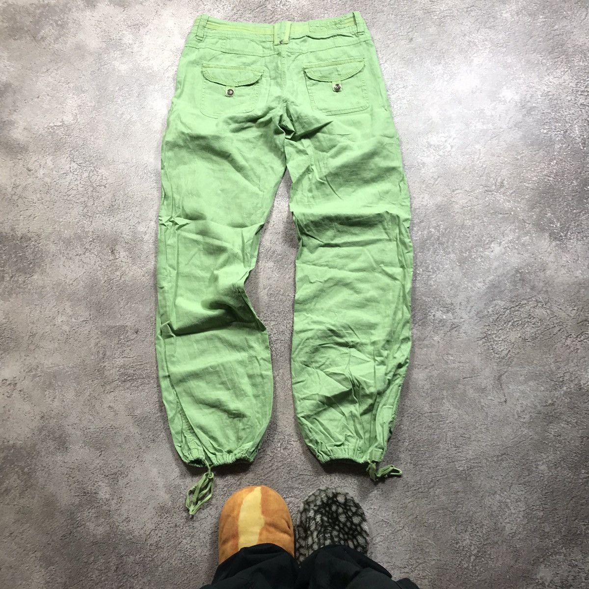 Vintage Vintage Y2K Baggy Cargo Pants Wide Leg Distressed Green 29 Size 29" - 4 Thumbnail