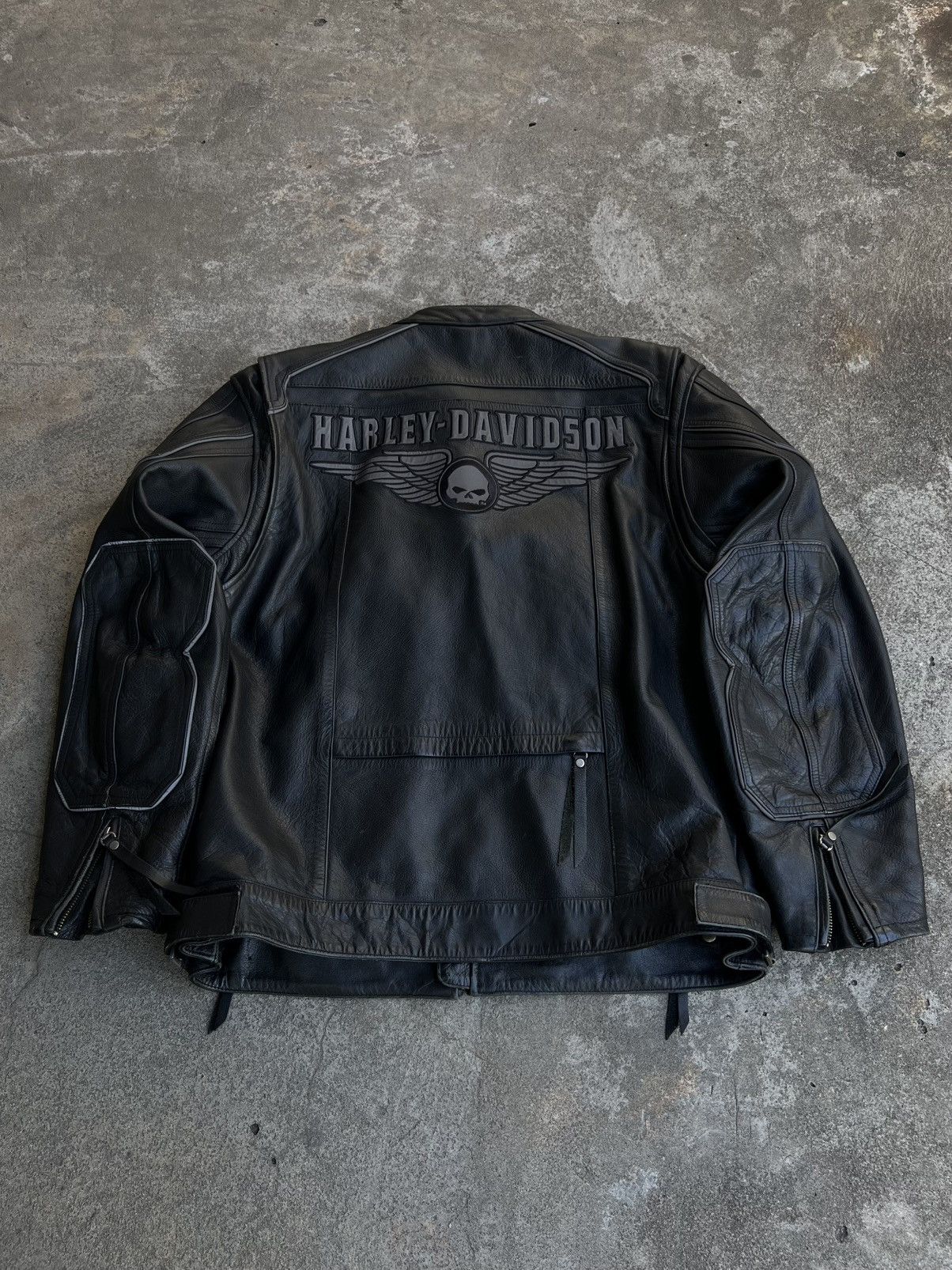 Harley Davidson × West Coast Choppers Crazy Vintage Harley Davidson Leather Jacket Big Logo Rare Size US L / EU 52-54 / 3 - 1 Thumbnail