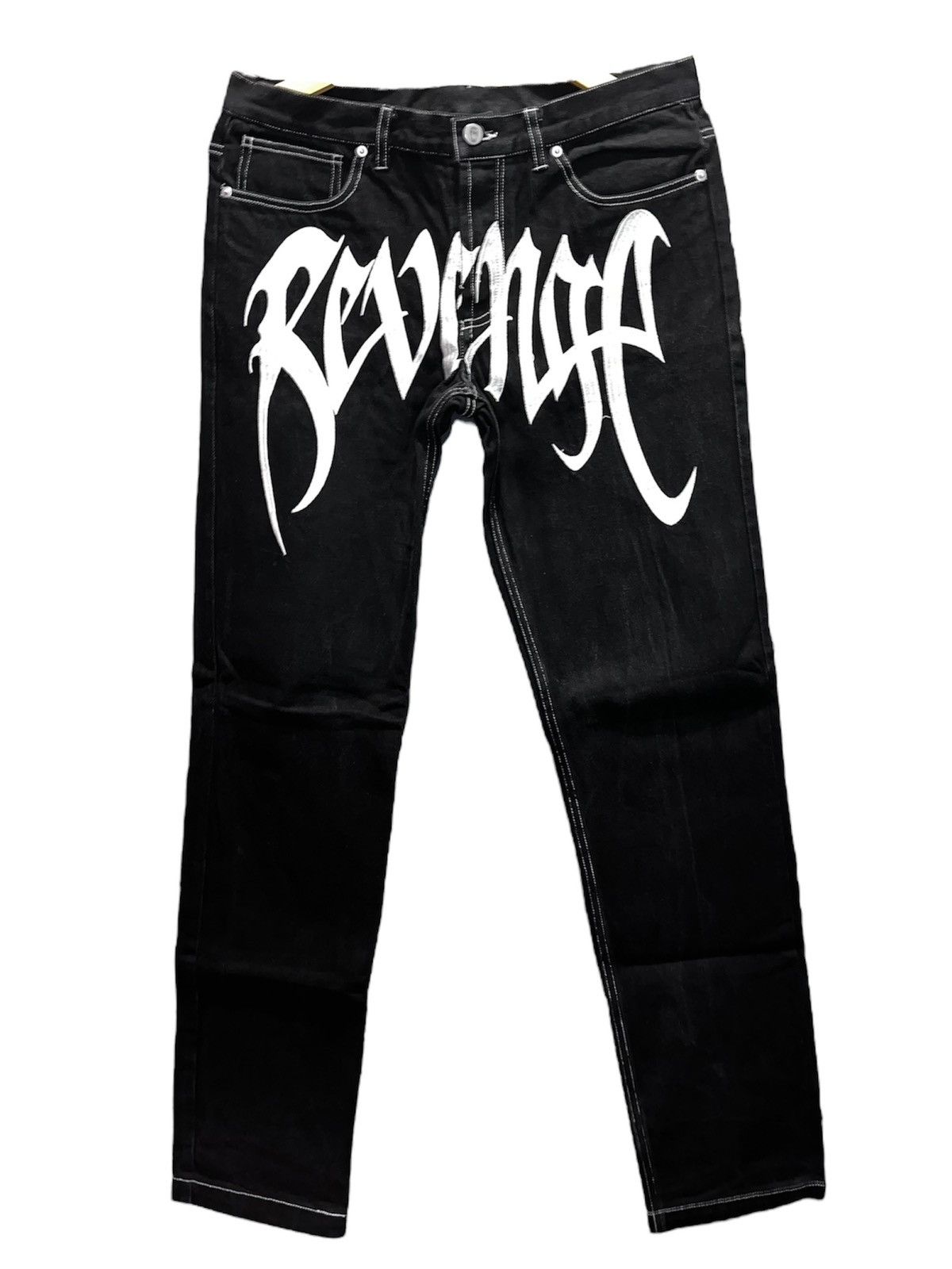 Image of Revenge Black Embroidered Denim Jeans, Men's (Size 30)