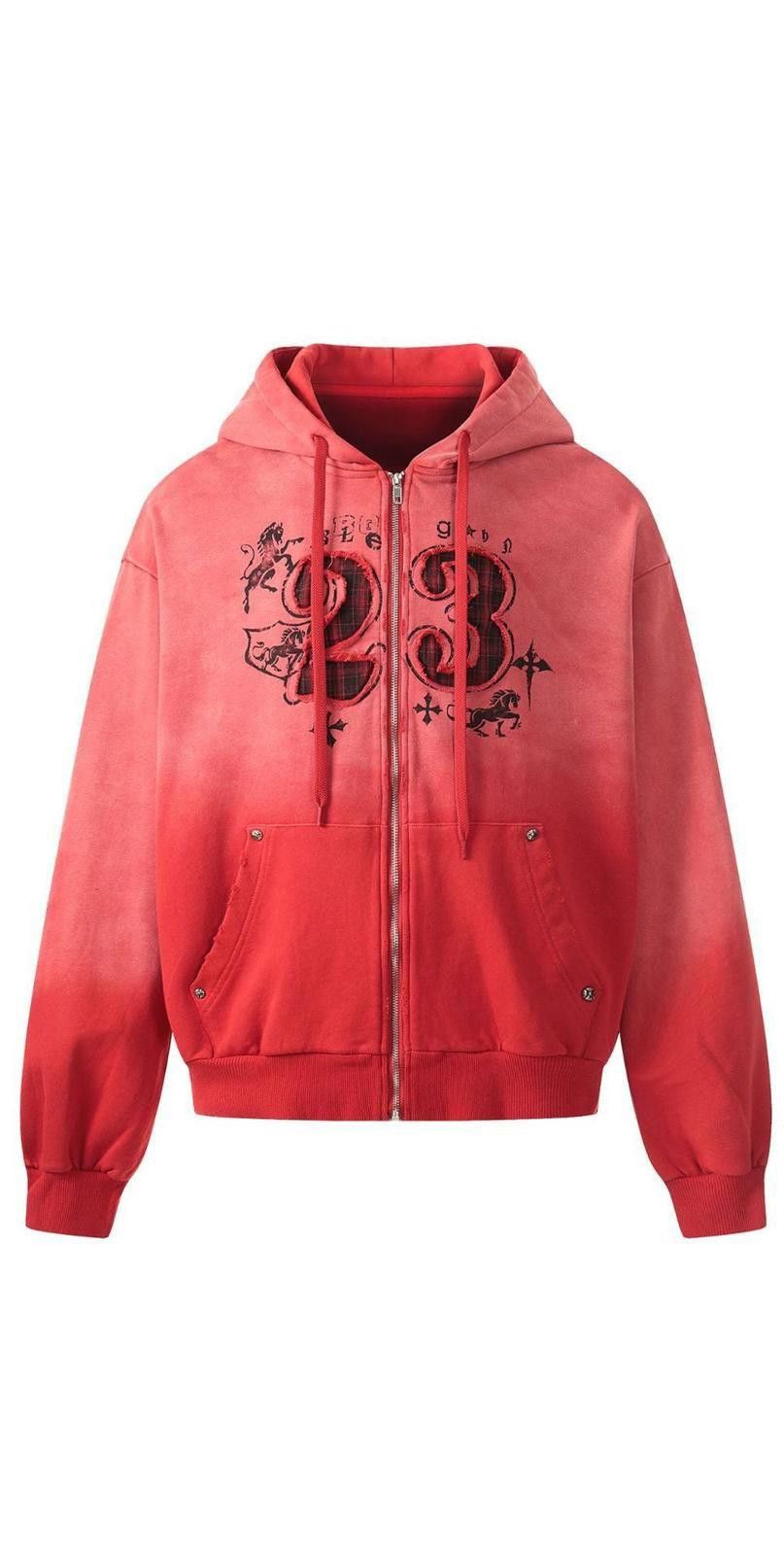 Other Gradient Number-Embroidered Zip Hoodie | Red '23' Size US M / EU 48-50 / 2 - 2 Thumbnail