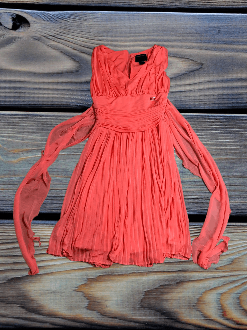 Roberto Cavalli Roberto Cavalli chiffon Dress Coral Pink Belted Collar Size M / US 6-8 / IT 42-44 - 1 Thumbnail