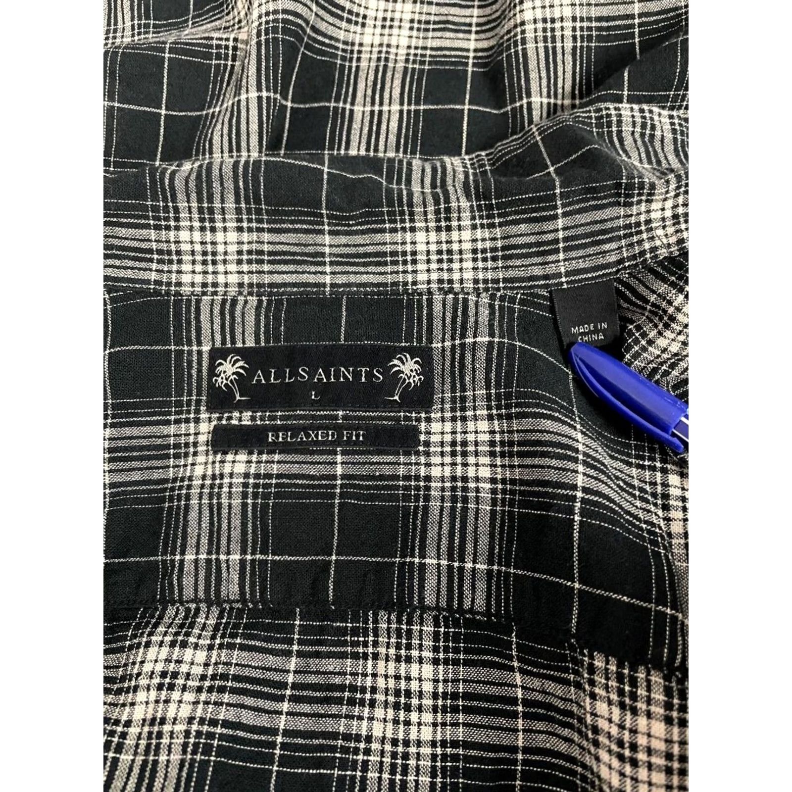 Allsaints AllSaints Mens Casual Shirt L Multicolor Cotton Stretch Short Sleeve Button-Up Shirt Size US L / EU 52-54 / 3 - 3 Thumbnail