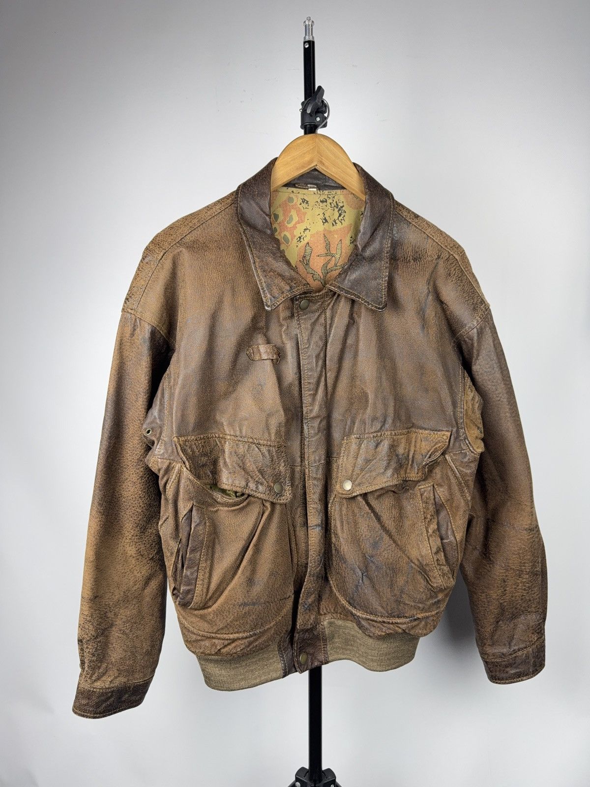 Vintage Vintage 90s Retro Leather Bomber Biker Moto Jacket Style Size US S / EU 44-46 / 1 - 1 Thumbnail
