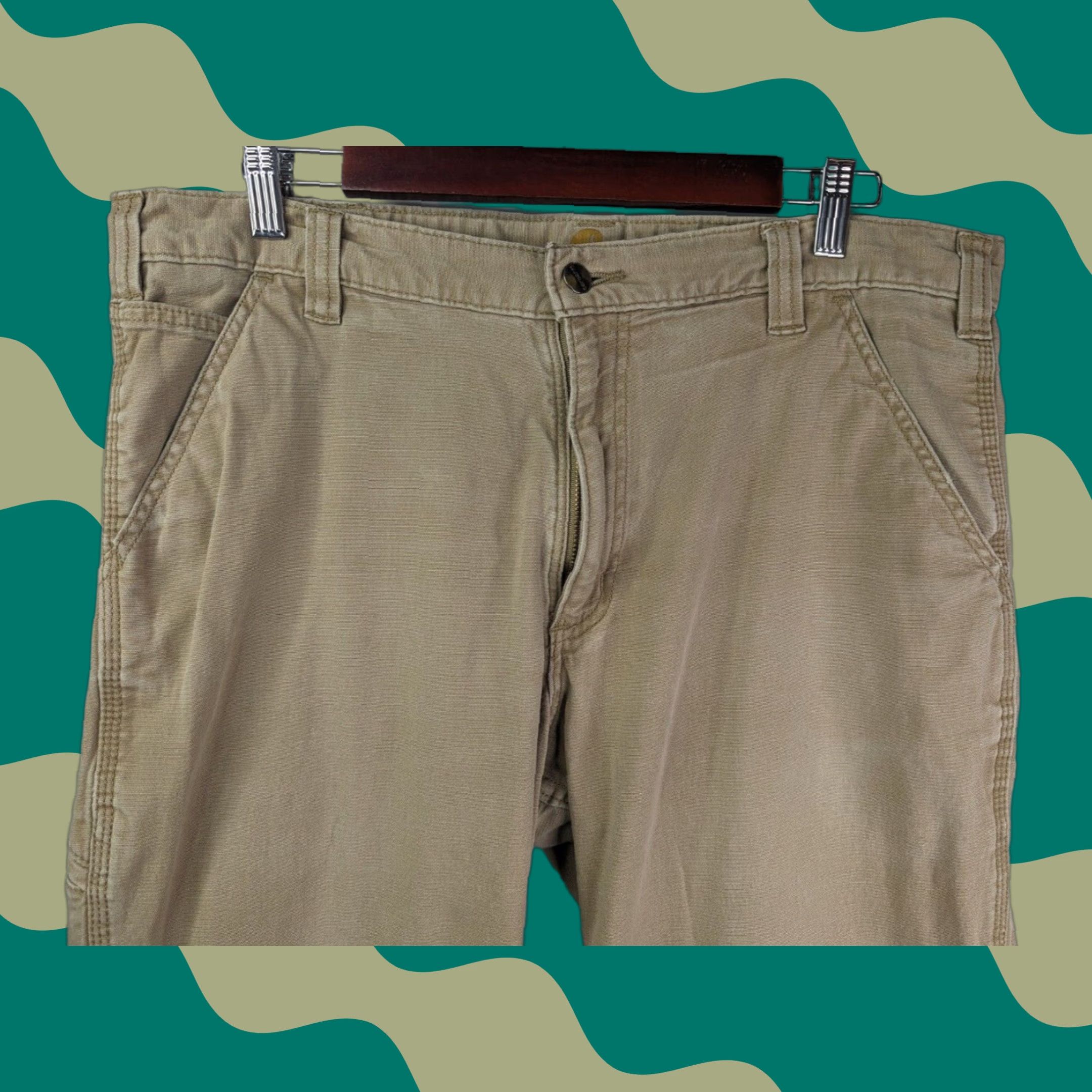 Carhartt Carhartt Pants - 36x30 - Khaki Canvas Relaxed Fit - 5-Pocket Carpenter Workwear Mens Regular Belt Loops Carhartt Logo Size US 36 / EU 52 - 1 Thumbnail