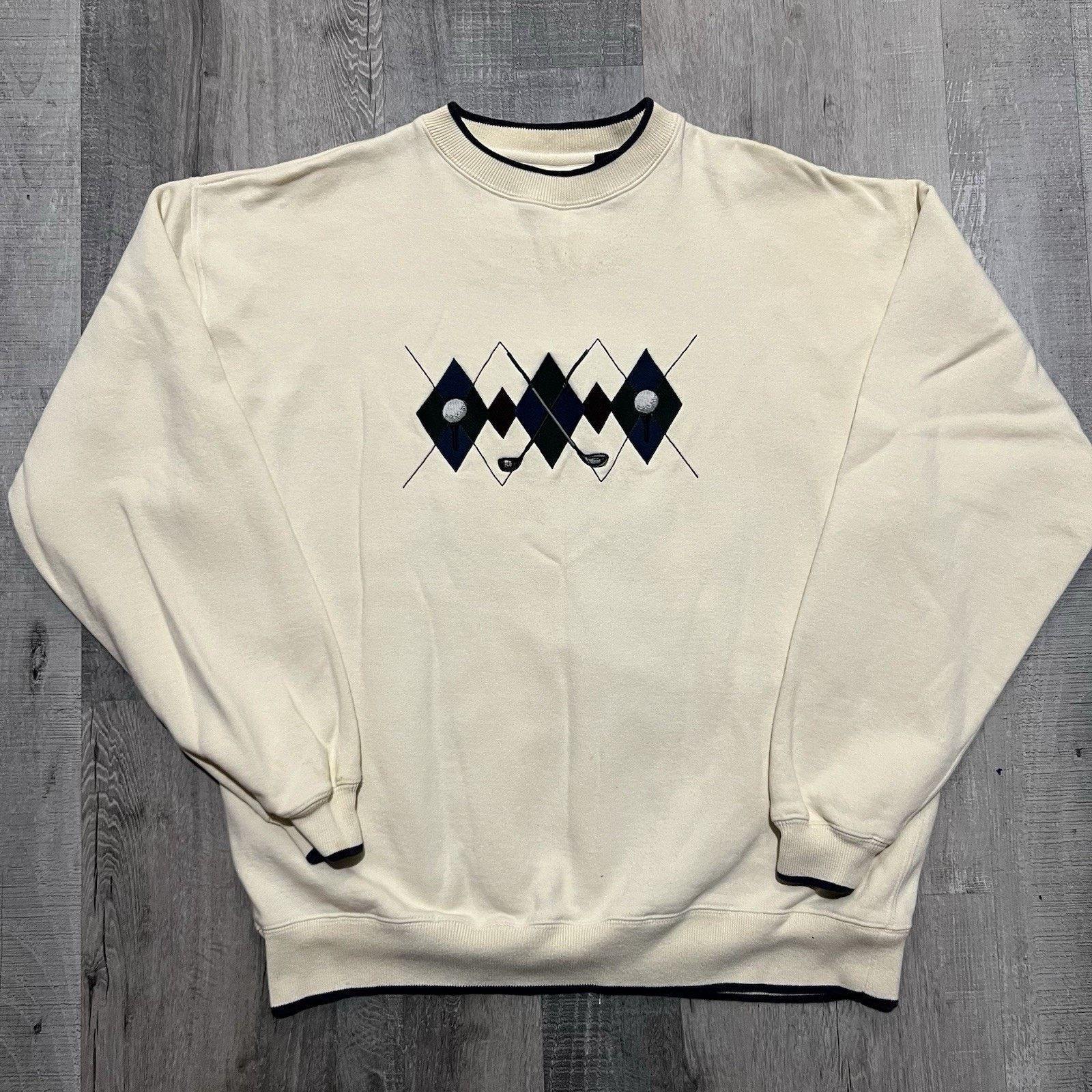 Vintage VTG Croft And Barrow Golf Sweatshirt Beige Argyle Sweatshirt Size US L / EU 52-54 / 3 - 1 Thumbnail