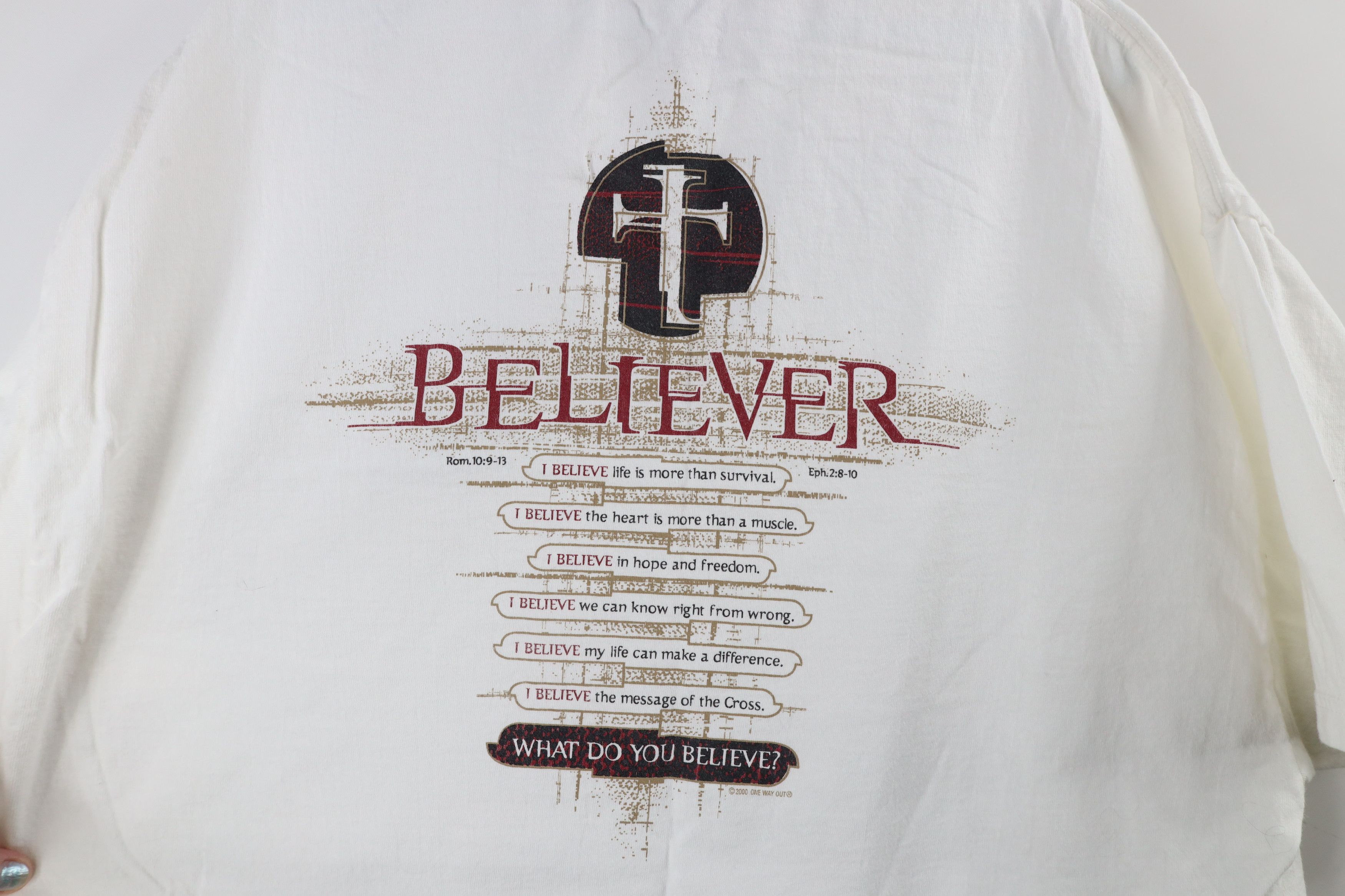 Vintage Vintage Y2K 2000 Jesus Cross The Life Giver T-Shirt White Size US XL / EU 56 / 4 - 8 Thumbnail