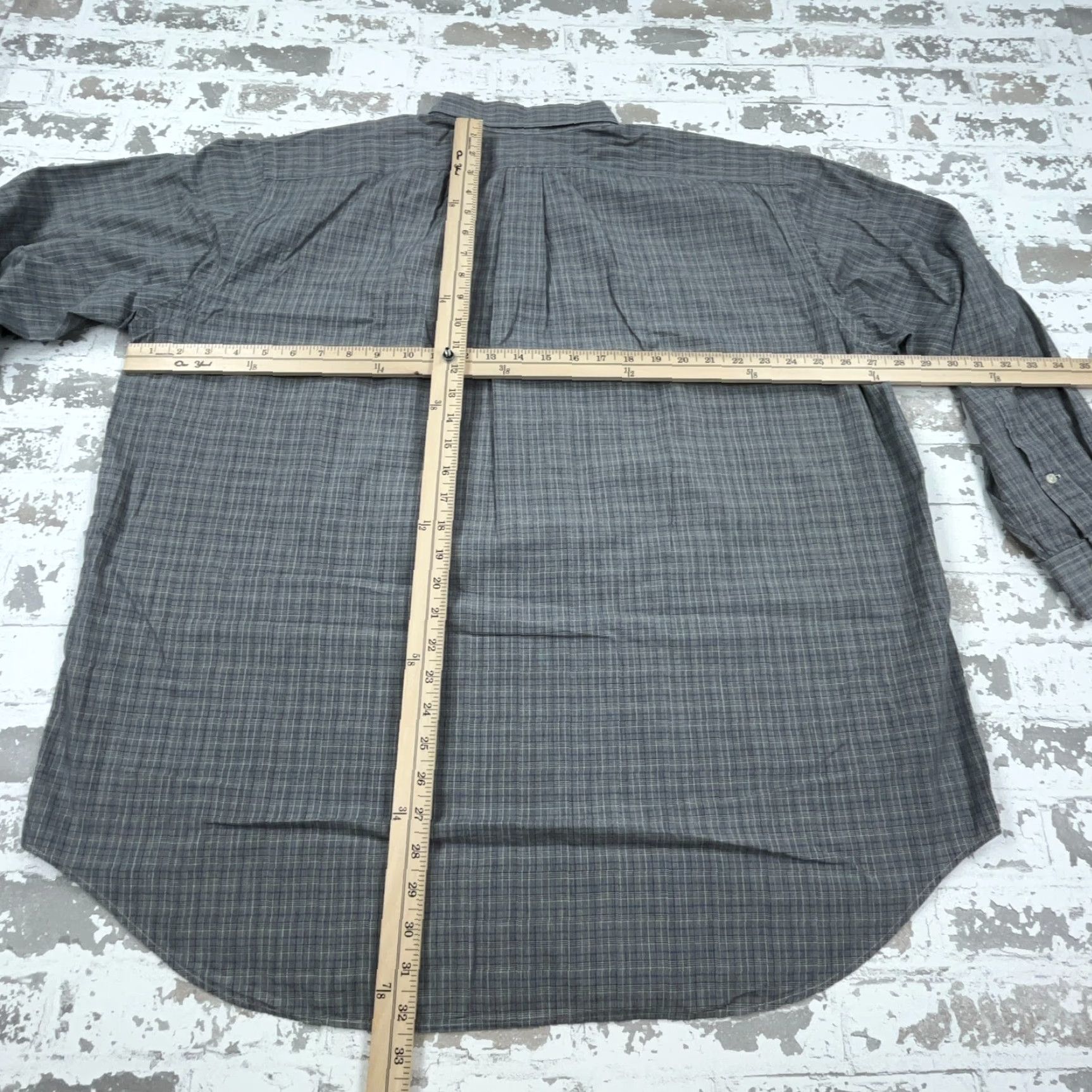 Ralph Lauren Ralph Lauren Shirt Men Gray Blue Button Up Glen Check Plaid Dress Sz XL 17.5 34 Size 48R - 6 Thumbnail