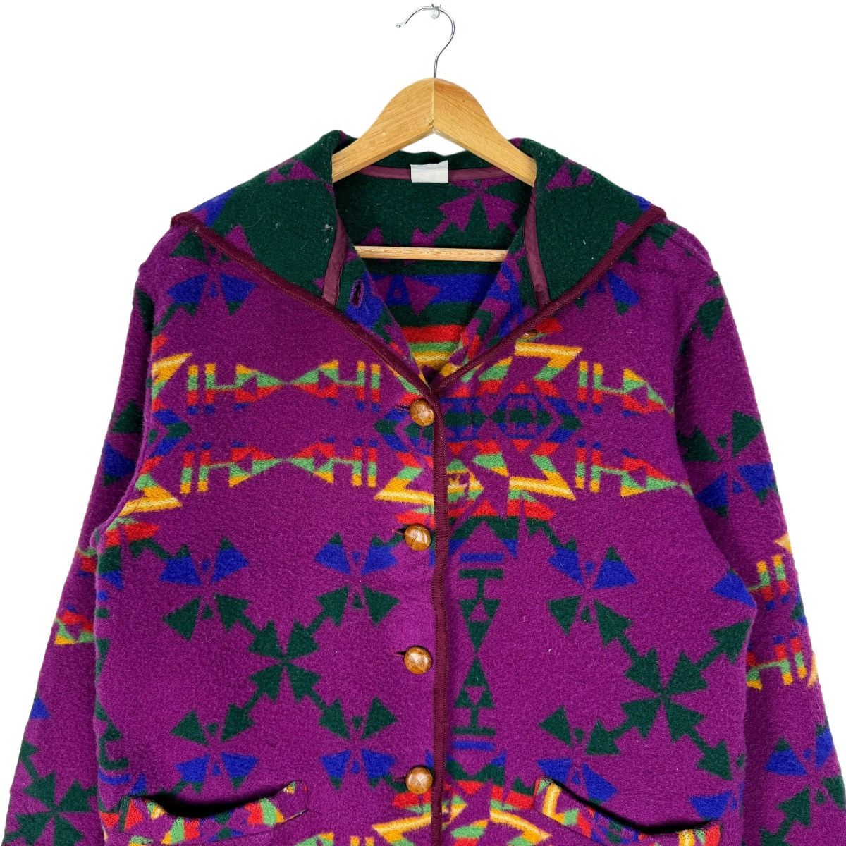 Benetton ⚡️UNITED COLORS OF BENETTON HOODIE FUR NAVAJO JACKET Size M / US 6-8 / IT 42-44 - 3 Thumbnail