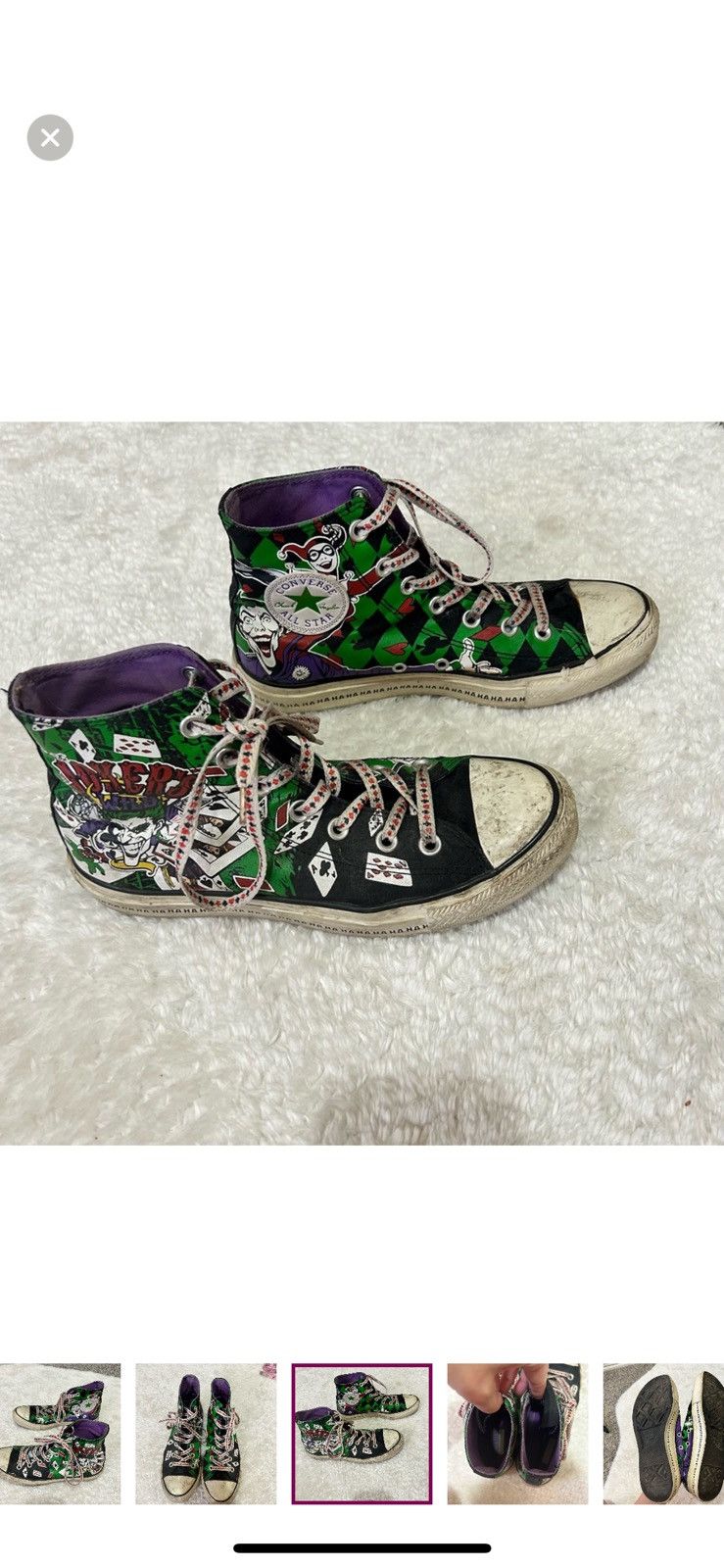 Converse Converse X dc comics joker’s wild high top sneakers size 6 Size US 6 / EU 39 - 7 Thumbnail