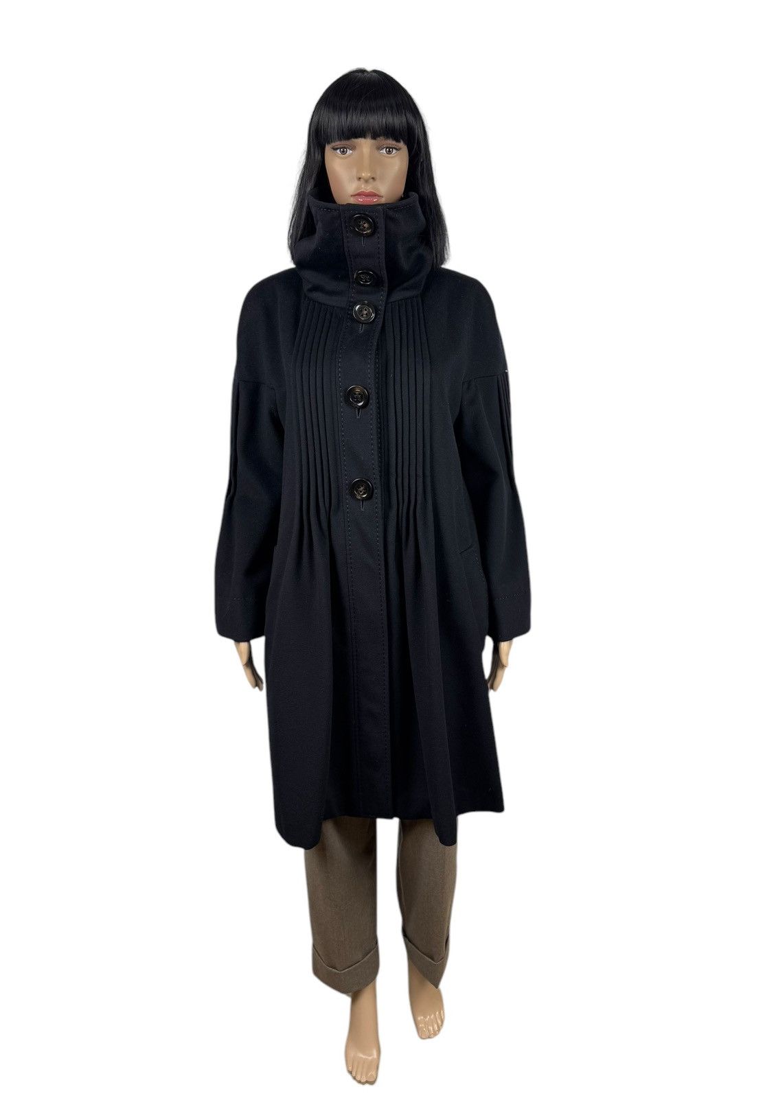 Sportmax Sportmax Virgin Wool Pleated Coat Mock Neck size IT46 US12 Size XL / US 12-14 / IT 48-50 - 2 Thumbnail