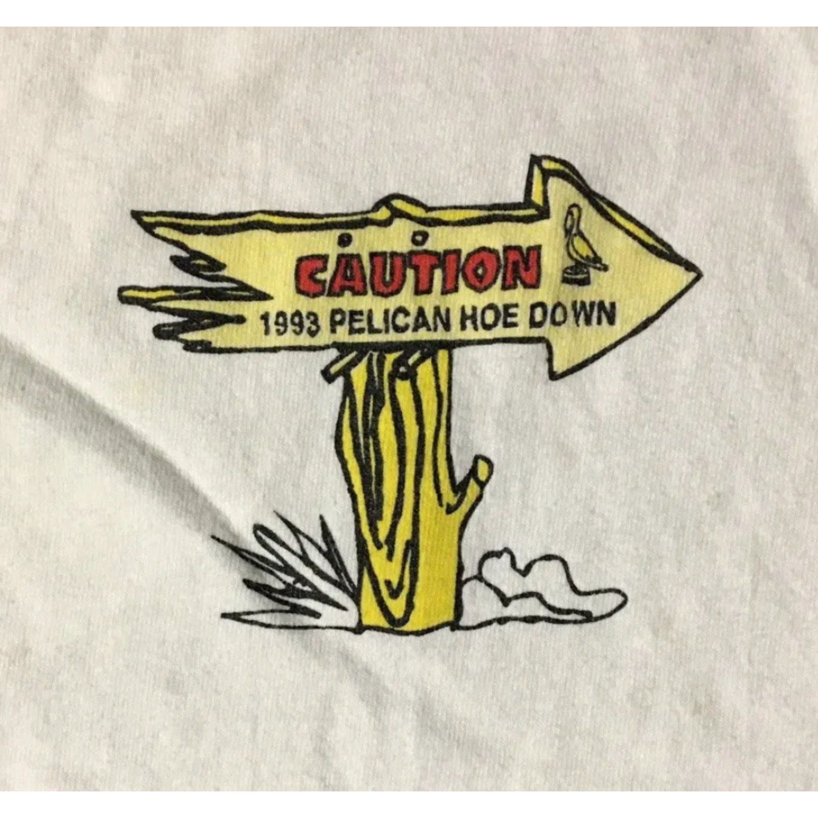 Vintage VINTAGE Pelican Hoe Down Distress Shirt L White Western Cowboy Funny Rockabilly Grunge 90s USA Harley Trucker Badges Mens T-Shirt Size L Size US L / EU 52-54 / 3 - 4 Thumbnail