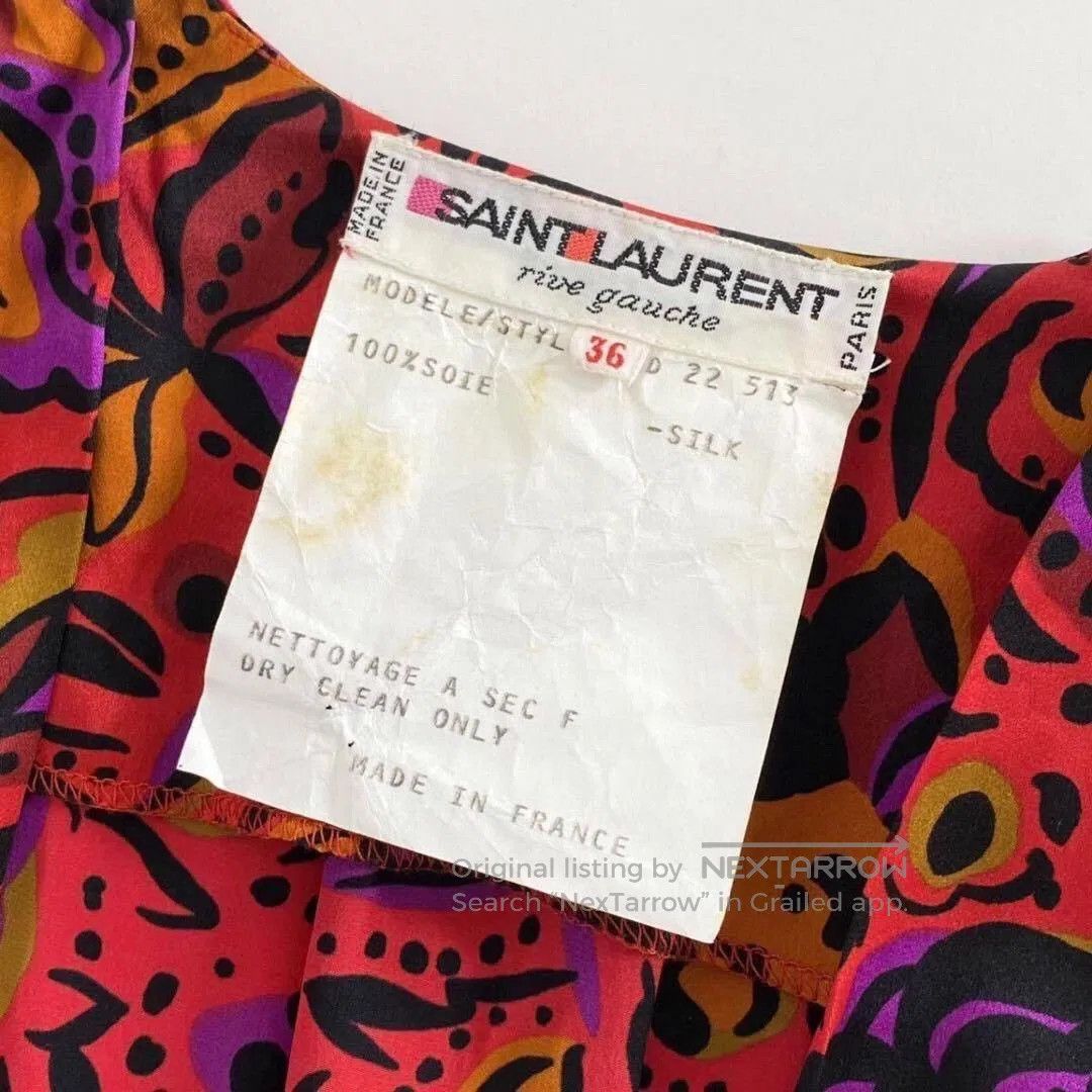 Saint Laurent Paris Yves Saint Laurent 90s Silk Floral Long Dress. Size XS / US 0-2 / IT 36-38 - 7 Thumbnail