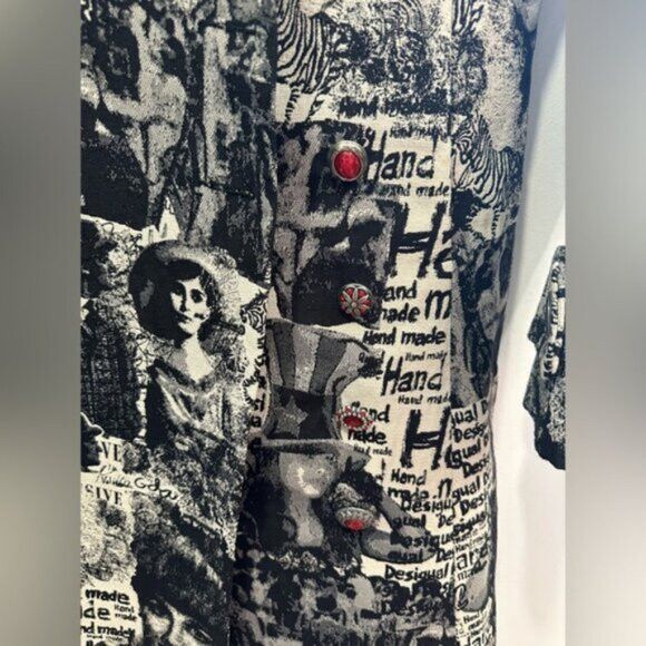 Desigual RARE - VINTAGE Desigual Black and White Graphic Women's Coat Size S / US 4 / IT 40 - 14 Thumbnail