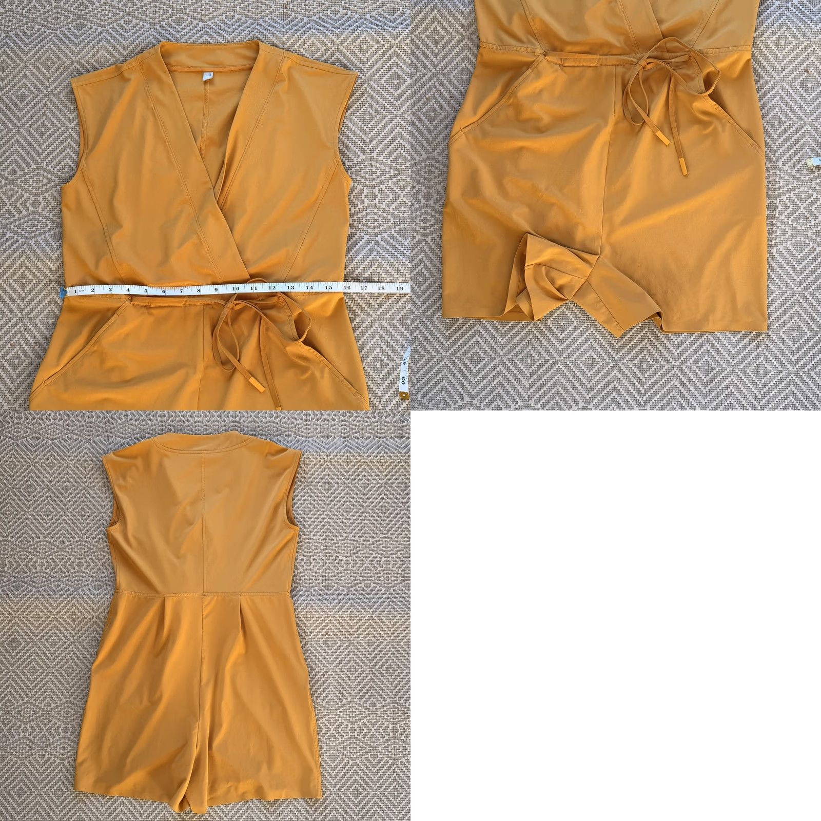 Athleta Athleta Romper Womens Small Yellow Sleeveless Wrap V-Neck Tie Waist Playsuit Size 28" / US 6 / IT 42 - 8 Thumbnail