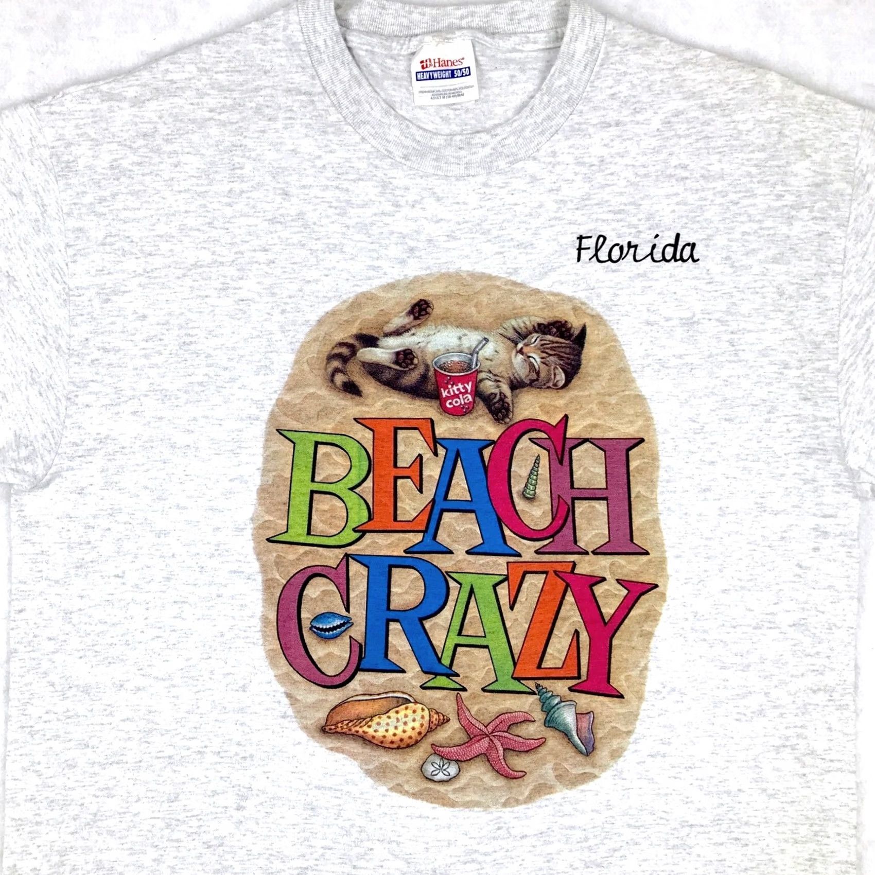 Vintage VINTAGE BEACH 90s CAT T-Shirt M White Nike? Size US M / EU 48-50 / 2 - 4 Thumbnail