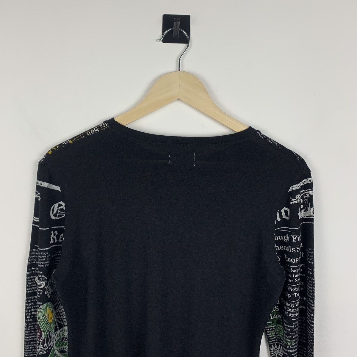 John Galliano Gazette News Paper Long Sleeve T-Shirt Black