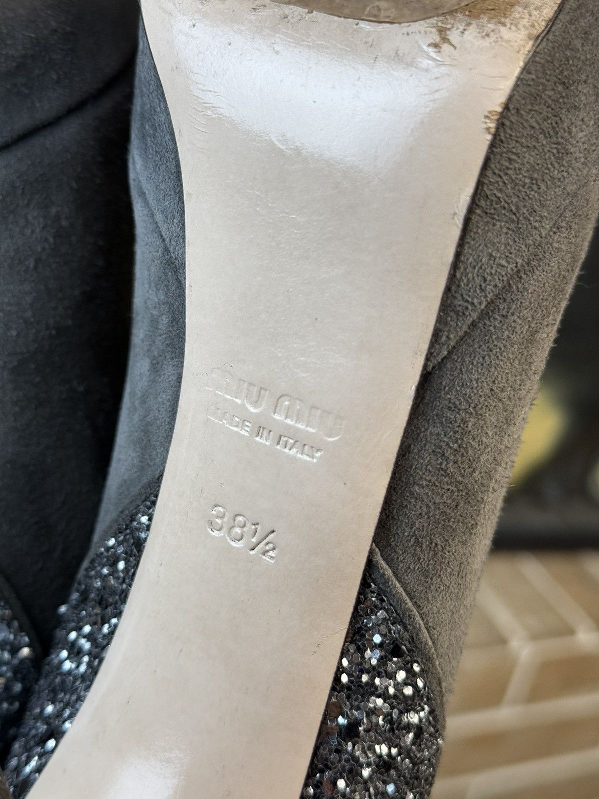 Miu Miu Miu Miu Gray Suede Glitter Heels Boots Size US 8.5 / IT 38.5 - 11 Thumbnail