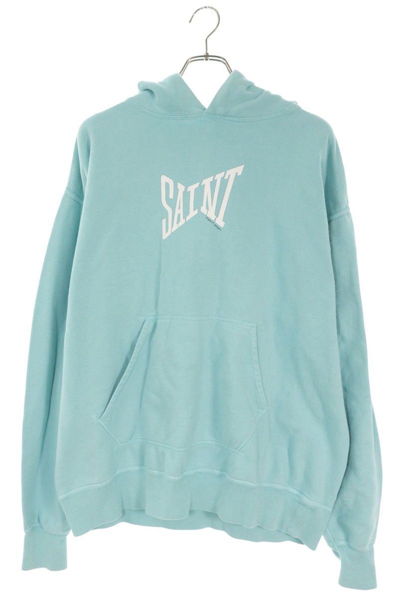 Saint Michael SAINT MICHAEL Logo Print Cotton Hoodie Light Blue Size XL Size US XL / EU 56 / 4 - 1 Thumbnail