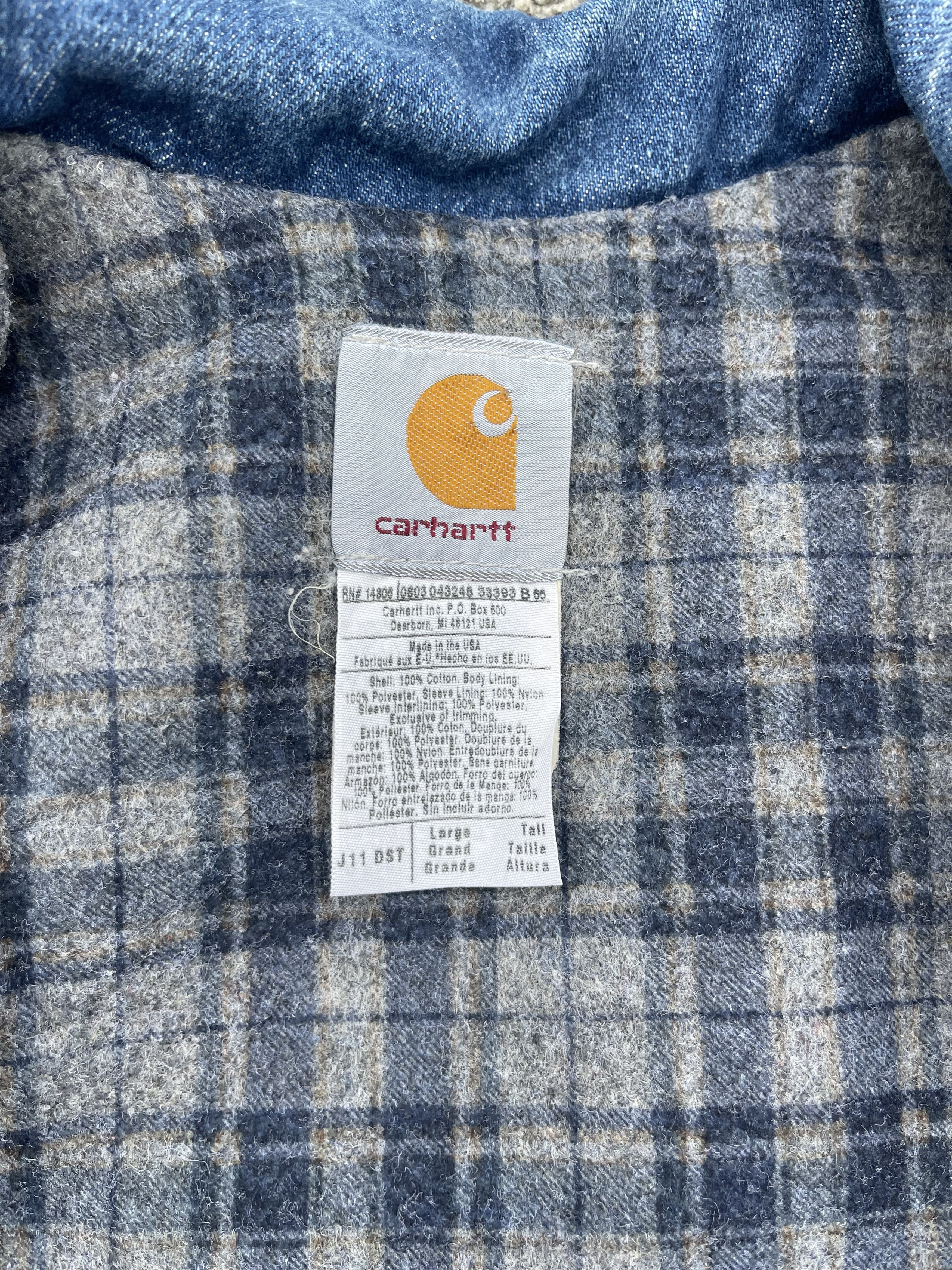 Carhartt × Vintage 90s Carhartt Denim Raw Blanket Linen Jacket Coat Size Large Size US L / EU 52-54 / 3 - 9 Thumbnail