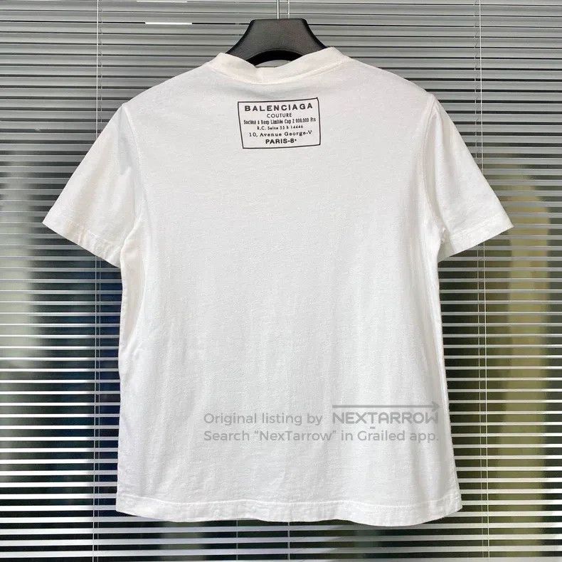 Balenciaga Balenciaga White Short Sleeve T-Shirt with Back Label Lett Size US S / EU 44-46 / 1 - 1 Thumbnail