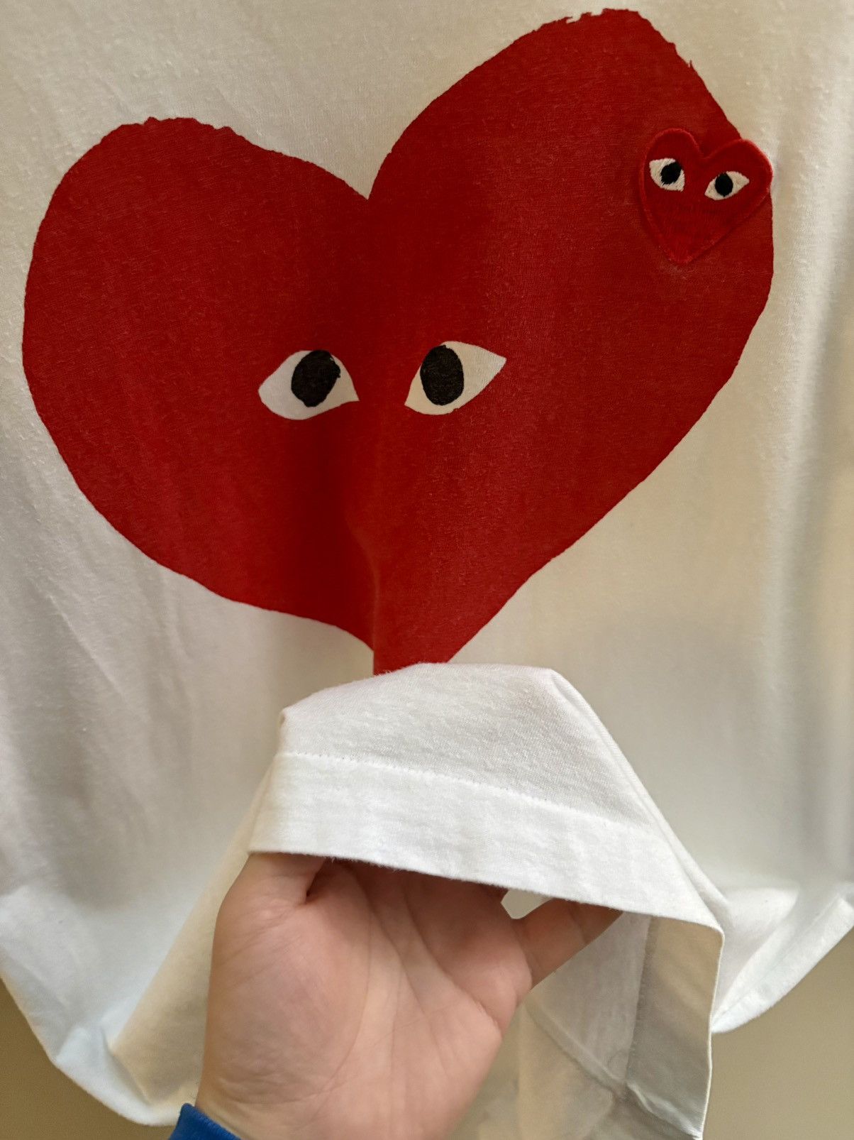 Comme des Garcons PLAY Comme des Garcons Play white embroidered heart logo t-shirt Size US M / EU 48-50 / 2 - 6 Thumbnail
