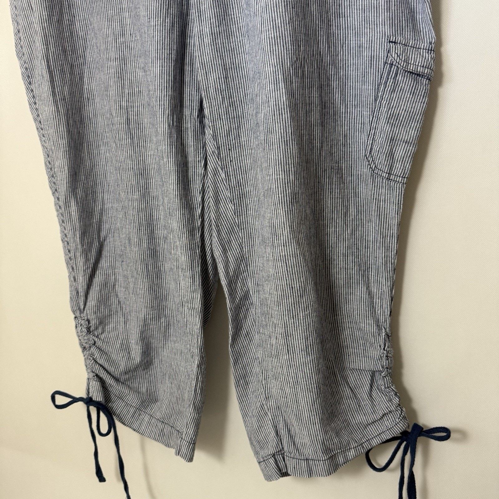 Other Rafaella Linen Pants Blue Striped Ruched Nautical Beach Size 36" / US 14 / IT 50 - 5 Thumbnail