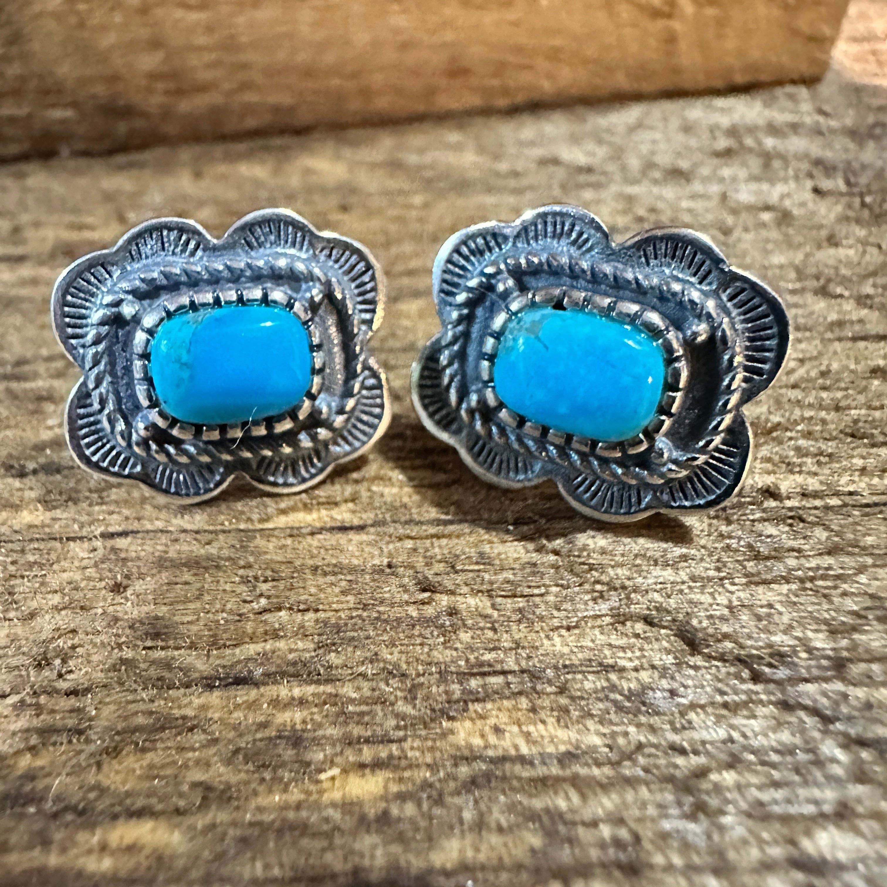 Other Turquoise Elegance: Sterling Silver Floral Stud Earrings, Sh Size ONE SIZE - 6 Thumbnail