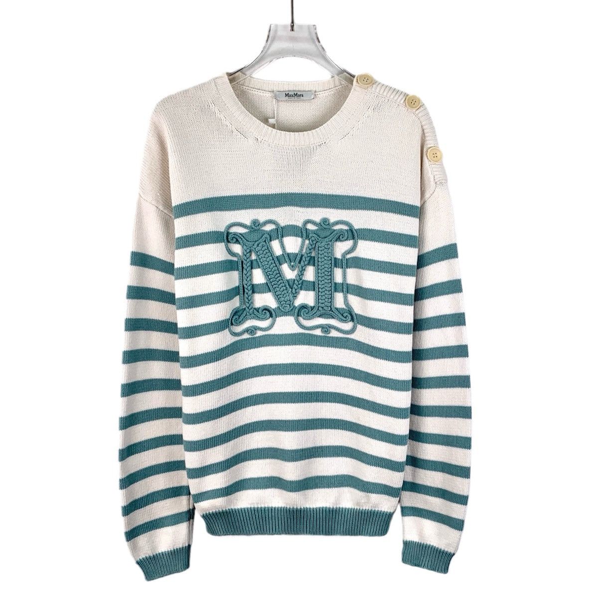 Max Mara Maxmara Color-blocked Striped Long Sleeve Knit Sweater K26WX Size M / US 6-8 / IT 42-44 - 1 Thumbnail