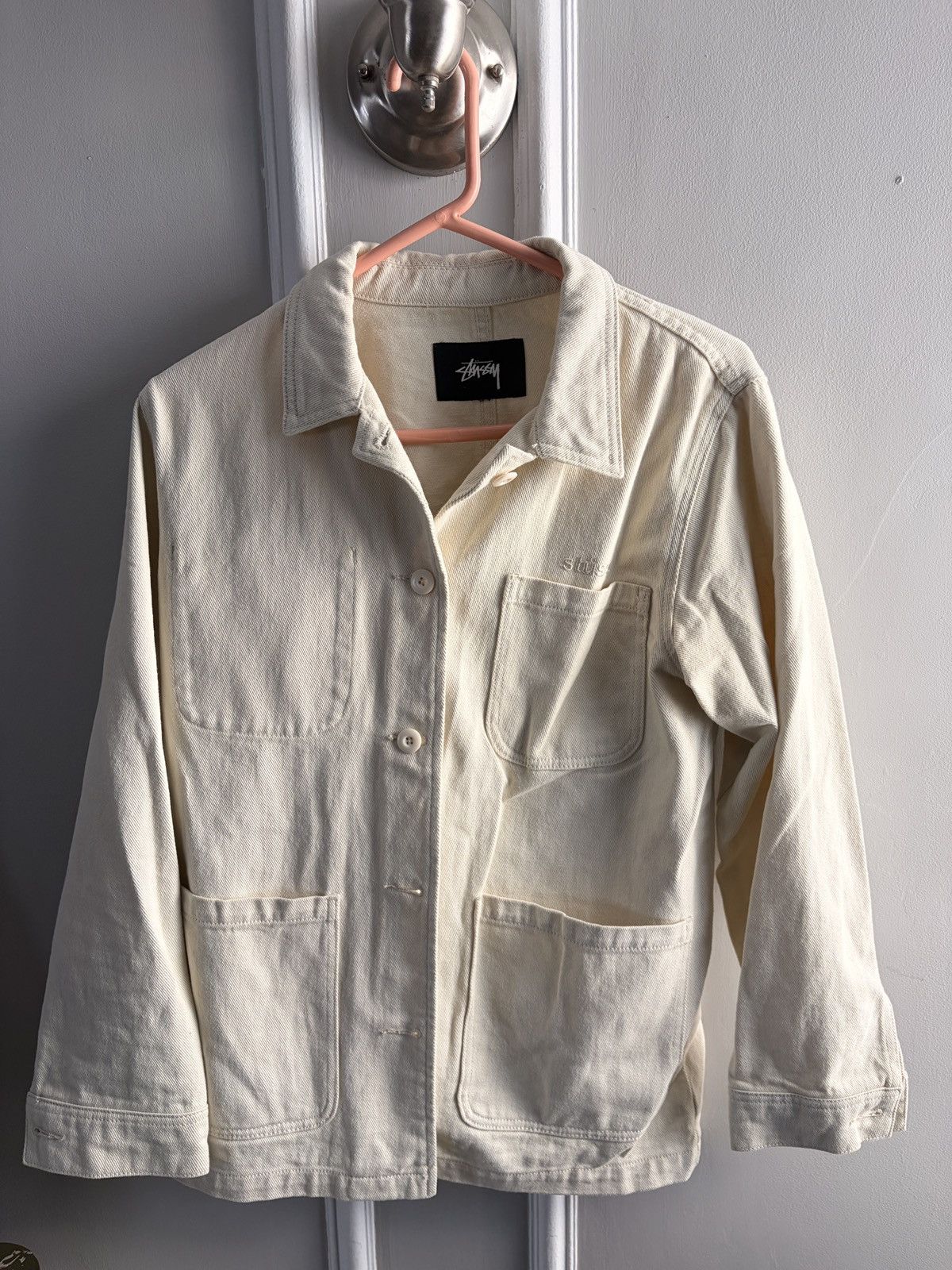 Stussy Stussy White Denim Chore Coat Size US M / EU 48-50 / 2 - 1 Thumbnail