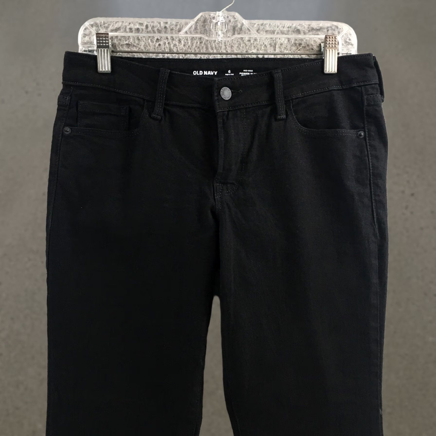 Old Navy Old Navy Jeans Womens 6 Petite Slim Straight Black Mid Rise Zip Fly Casual Denim Pants Size 24" / US 00 / IT 34 - 1 Thumbnail