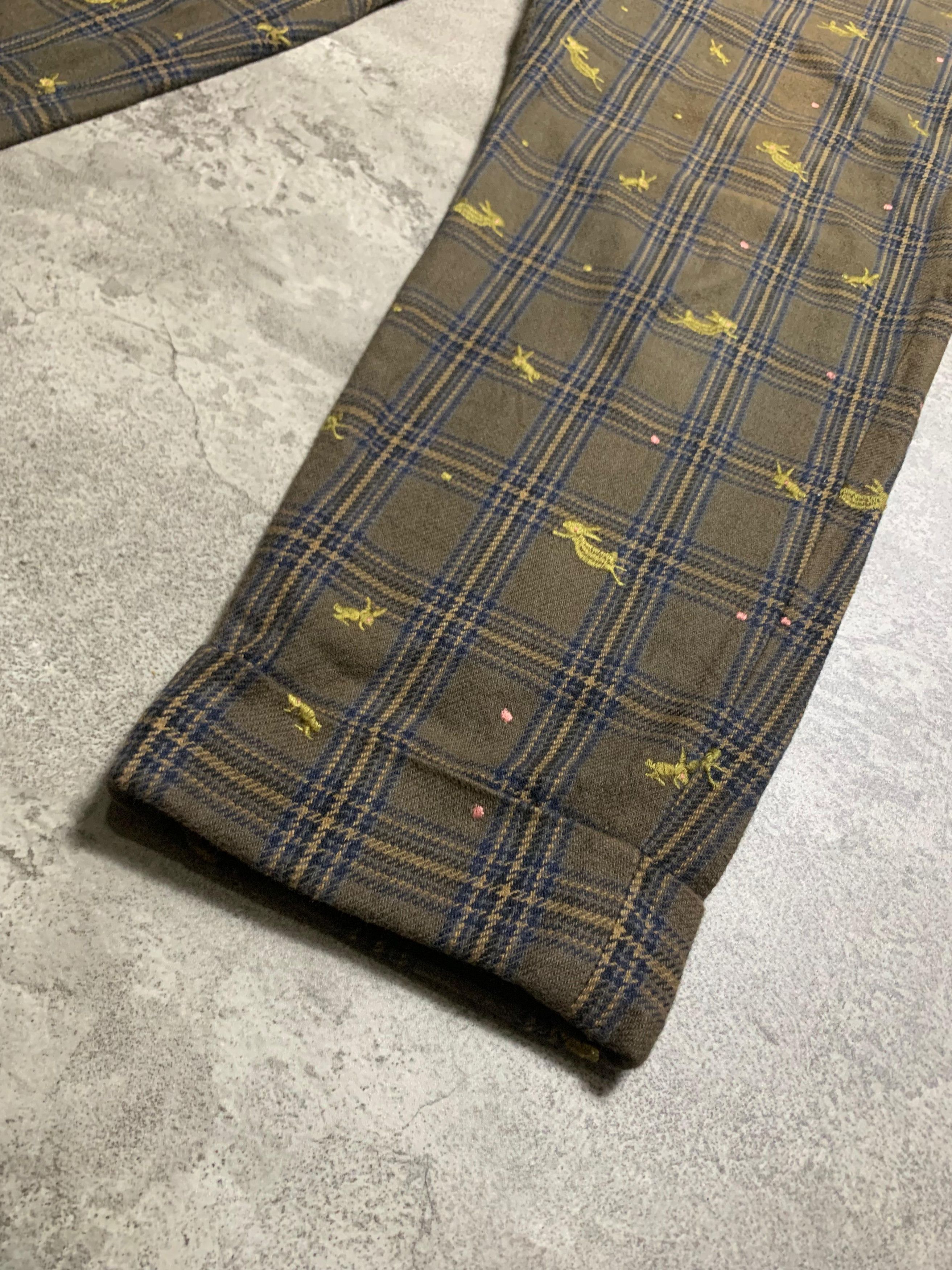 Issey Miyake 2000s Ne-net by Issey Miyake Plaid Embroidery Motif Pants Size US 32 / EU 48 - 3 Thumbnail