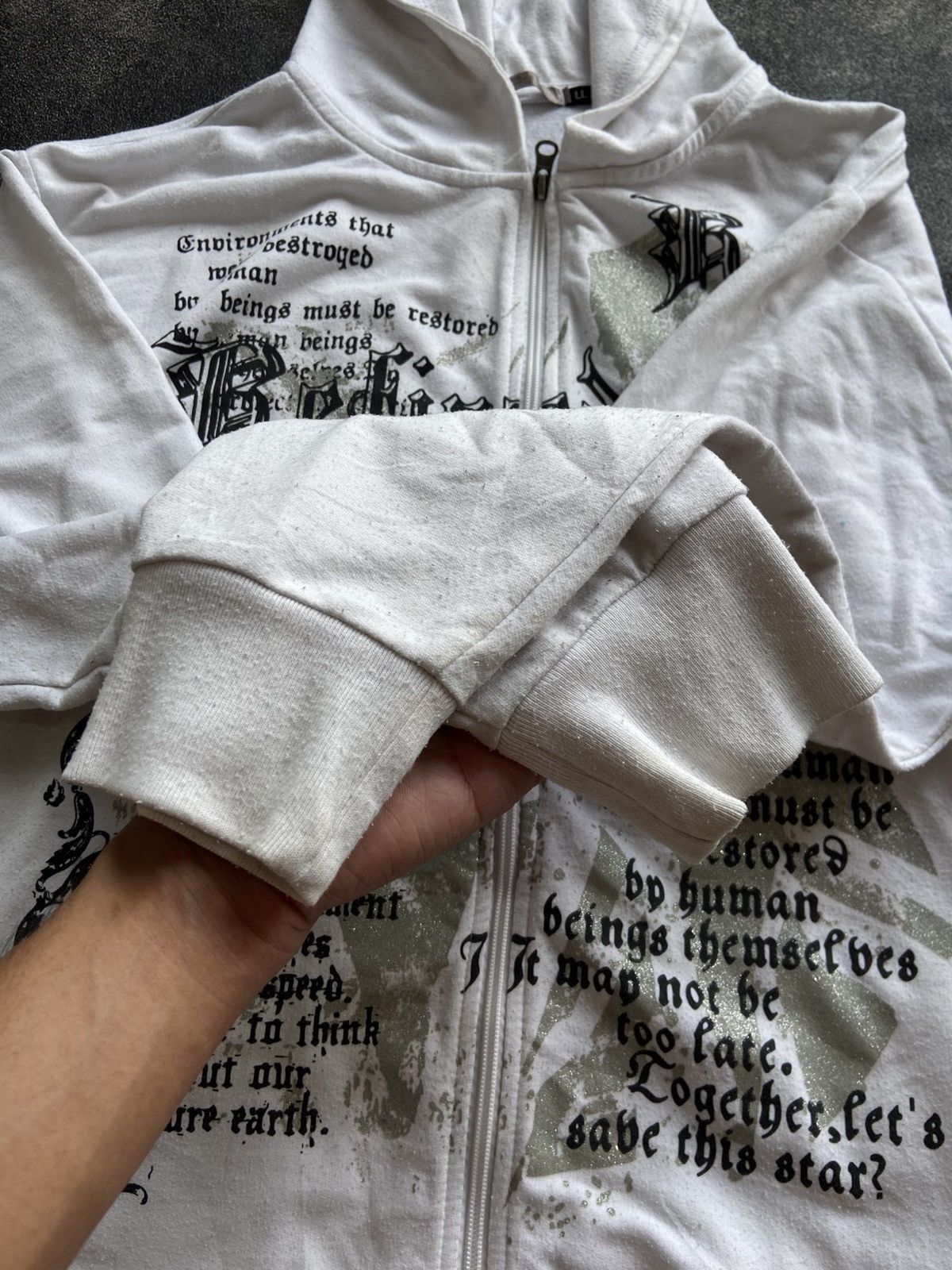 Japanese Brand Euroyal Black Label "Refined Square" Poems Zip Hoodie Size US L / EU 52-54 / 3 - 4 Thumbnail