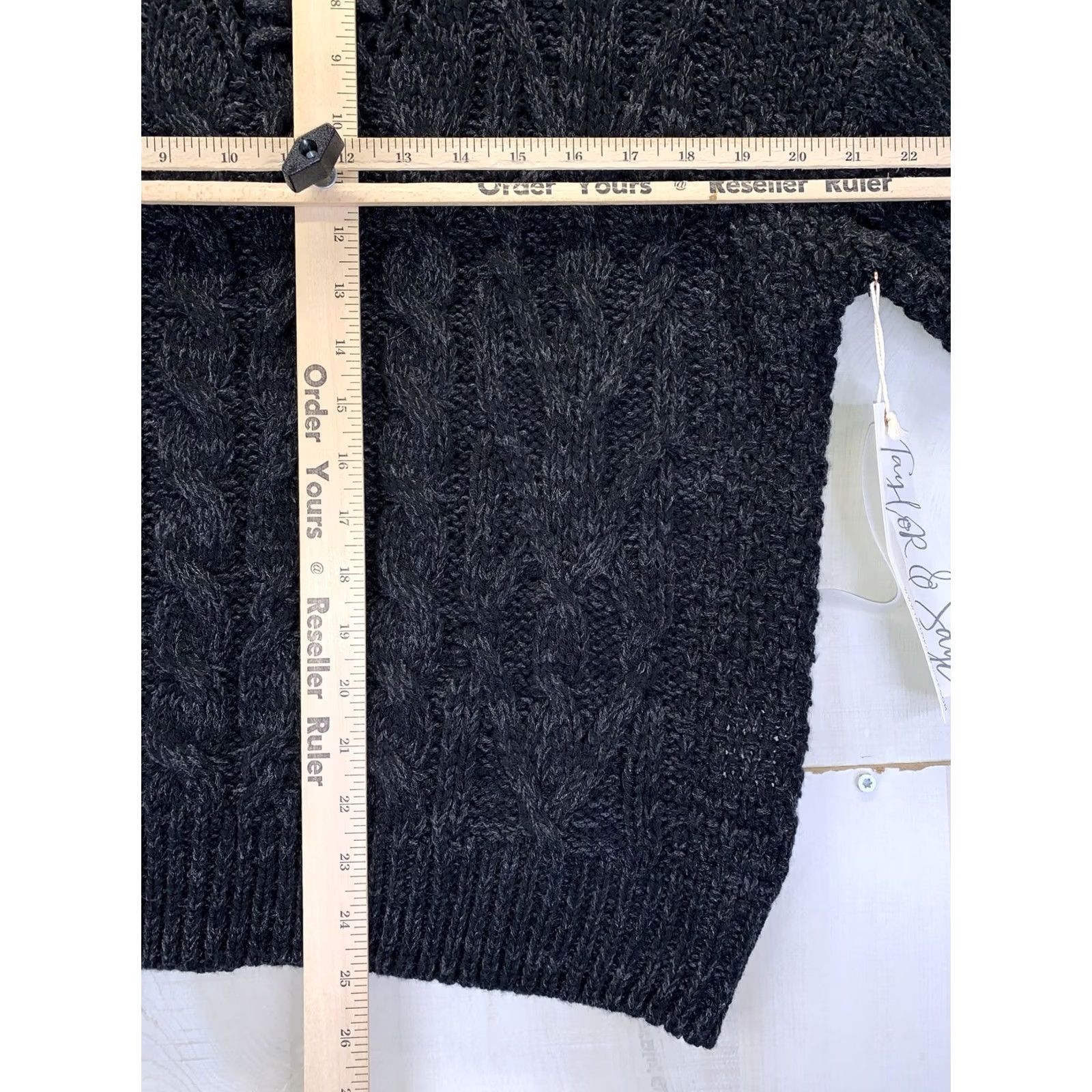 Vintage Taylor & Sage Marled Black Lace Up Chest Cable Knit Womens Medium Sweater NWT- Size M / US 6-8 / IT 42-44 - 5 Thumbnail