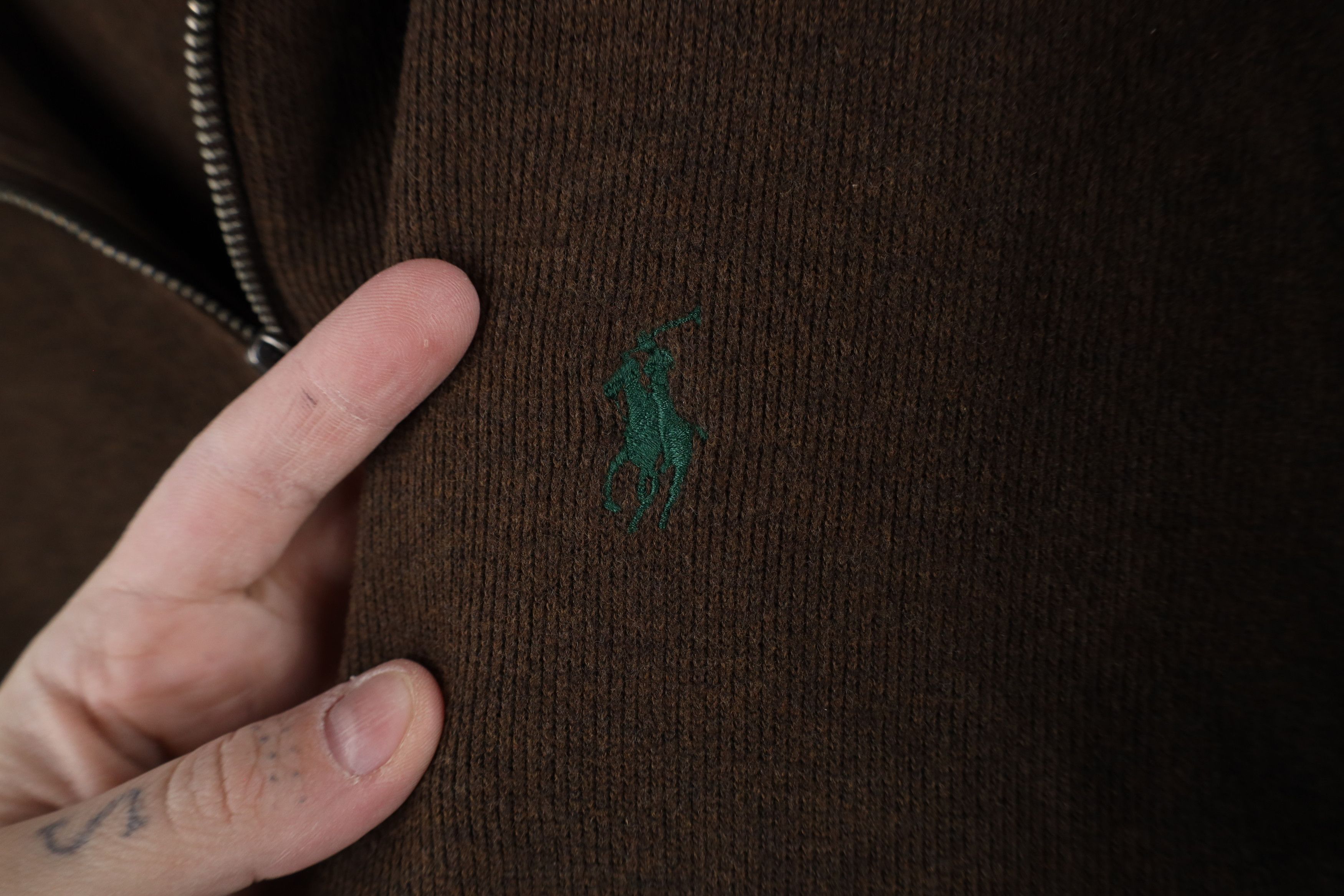 Ralph Lauren × Vintage Vintage 90s Ralph Lauren Ribbed Knit Half Zip Sweater Brown Size US XXL / EU 58 / 5 - 4 Thumbnail
