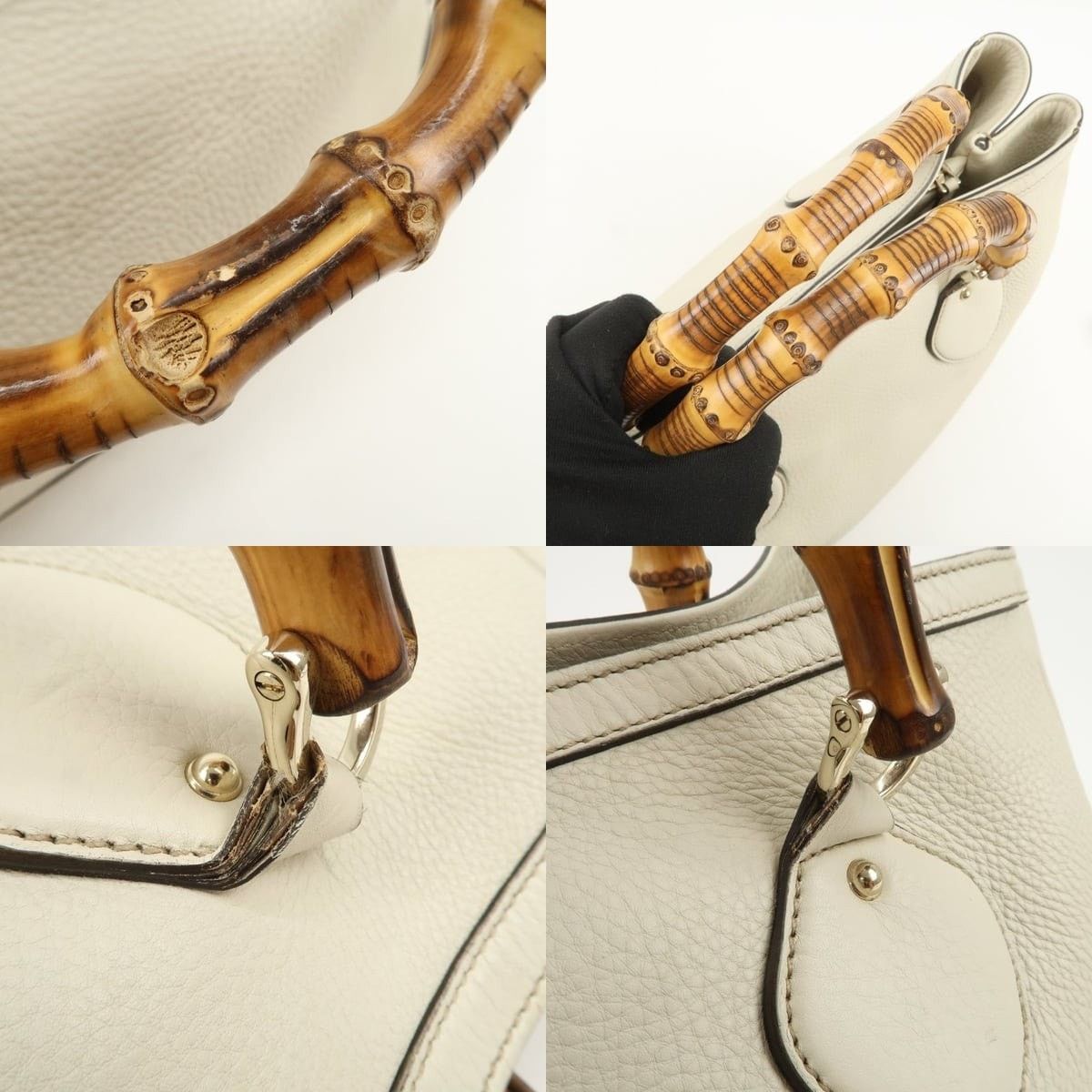 Gucci Gucci Bamboo Top Handle Bag Calfskin Cream Size ONE SIZE - 4 Thumbnail