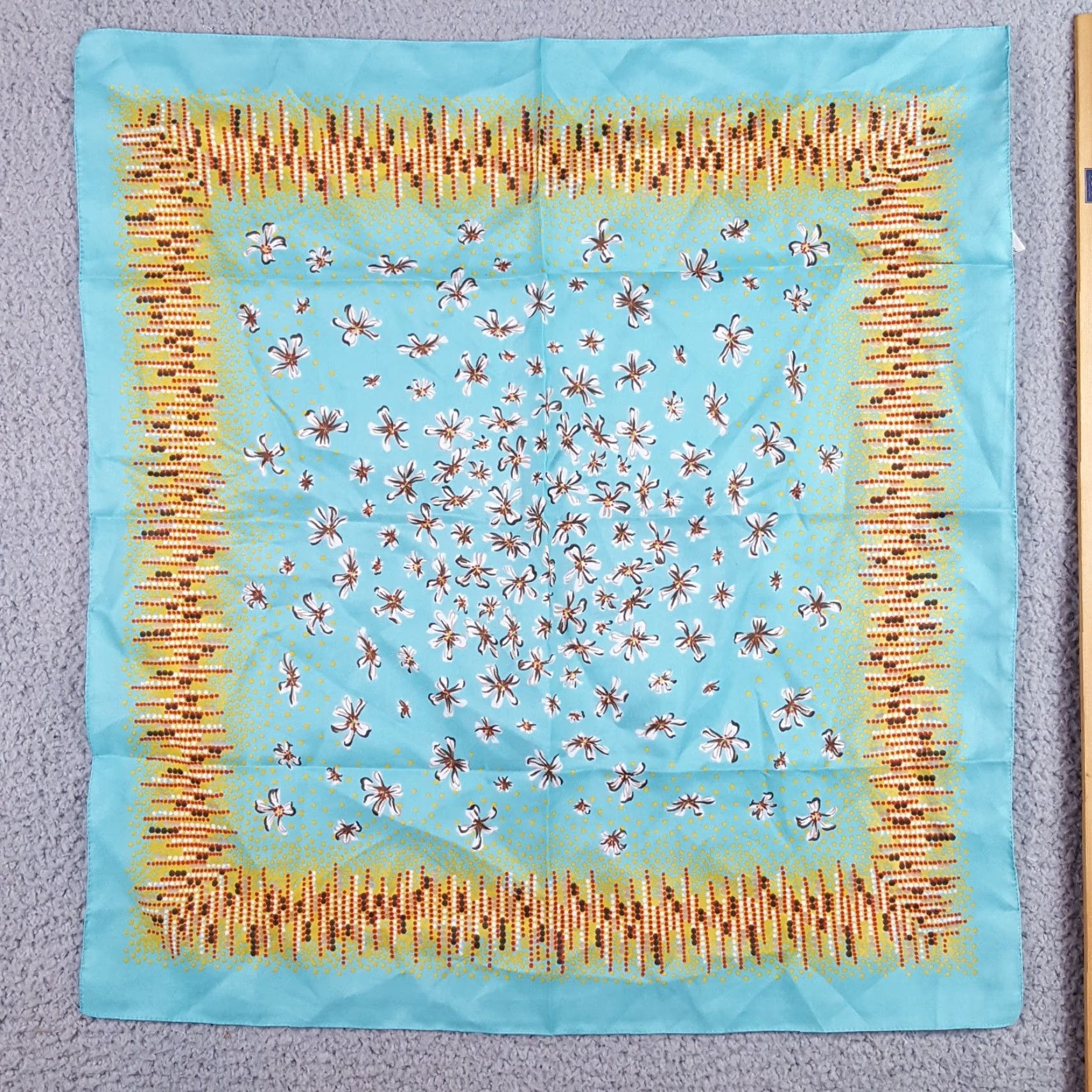 Vintage VINTAGE Vintage 80s Italian Flower Floral Art Bandana Handkerchief Spring Bloom Scarf Size ONE SIZE - 2 Thumbnail