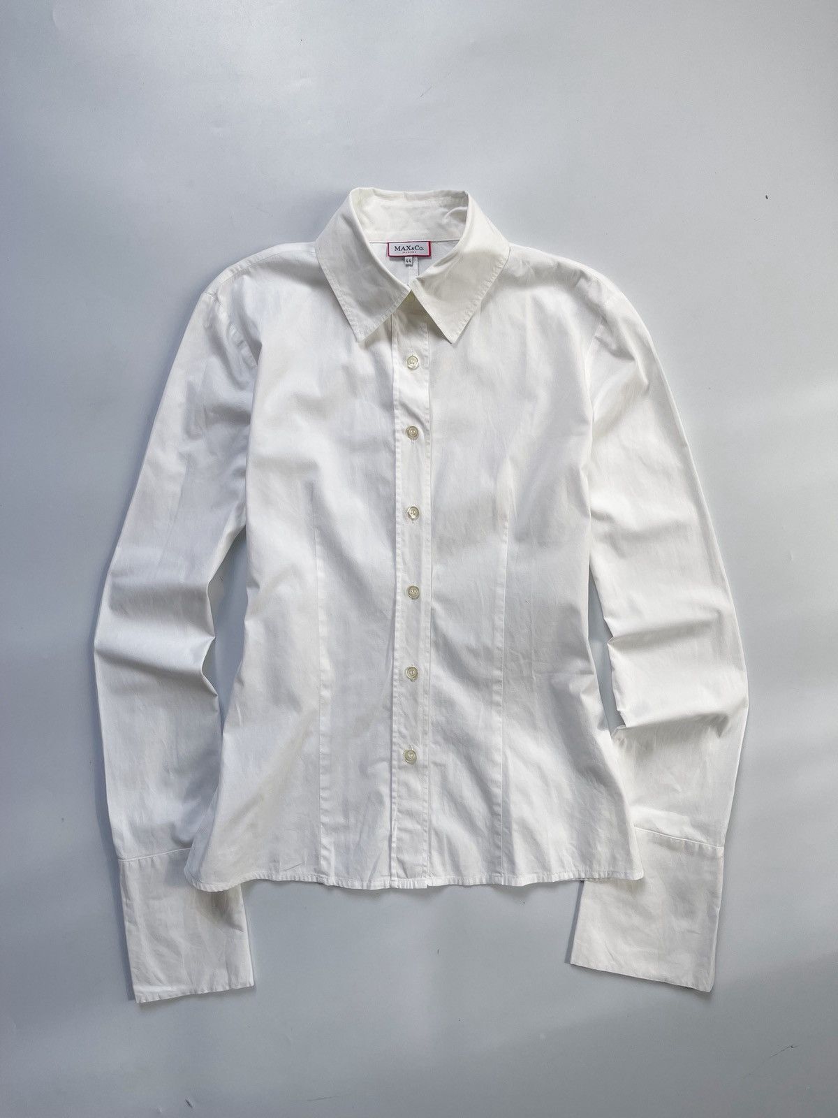 MAX&Co. 2000s Max Co by Max Mara Slim Fit Extended Cuff Shirt Size L / US 10 / IT 46 - 6 Thumbnail