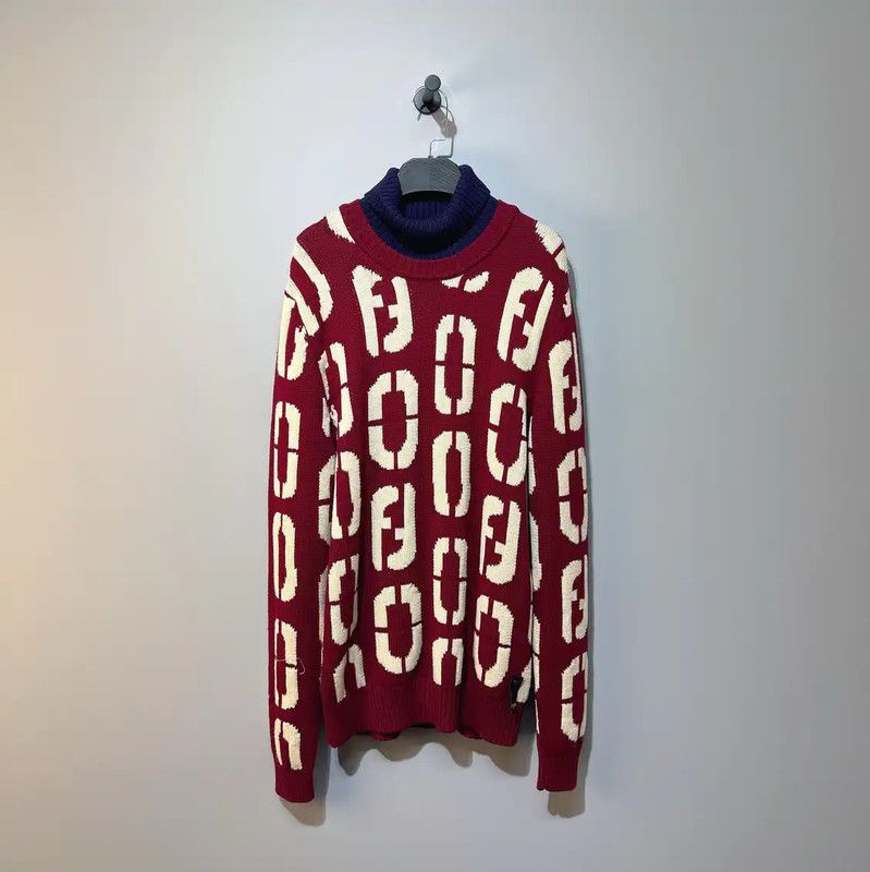 Fendi Fendi Red Wool Men's Knit Sweater 0089 Size US M / EU 48-50 / 2 - 1 Thumbnail