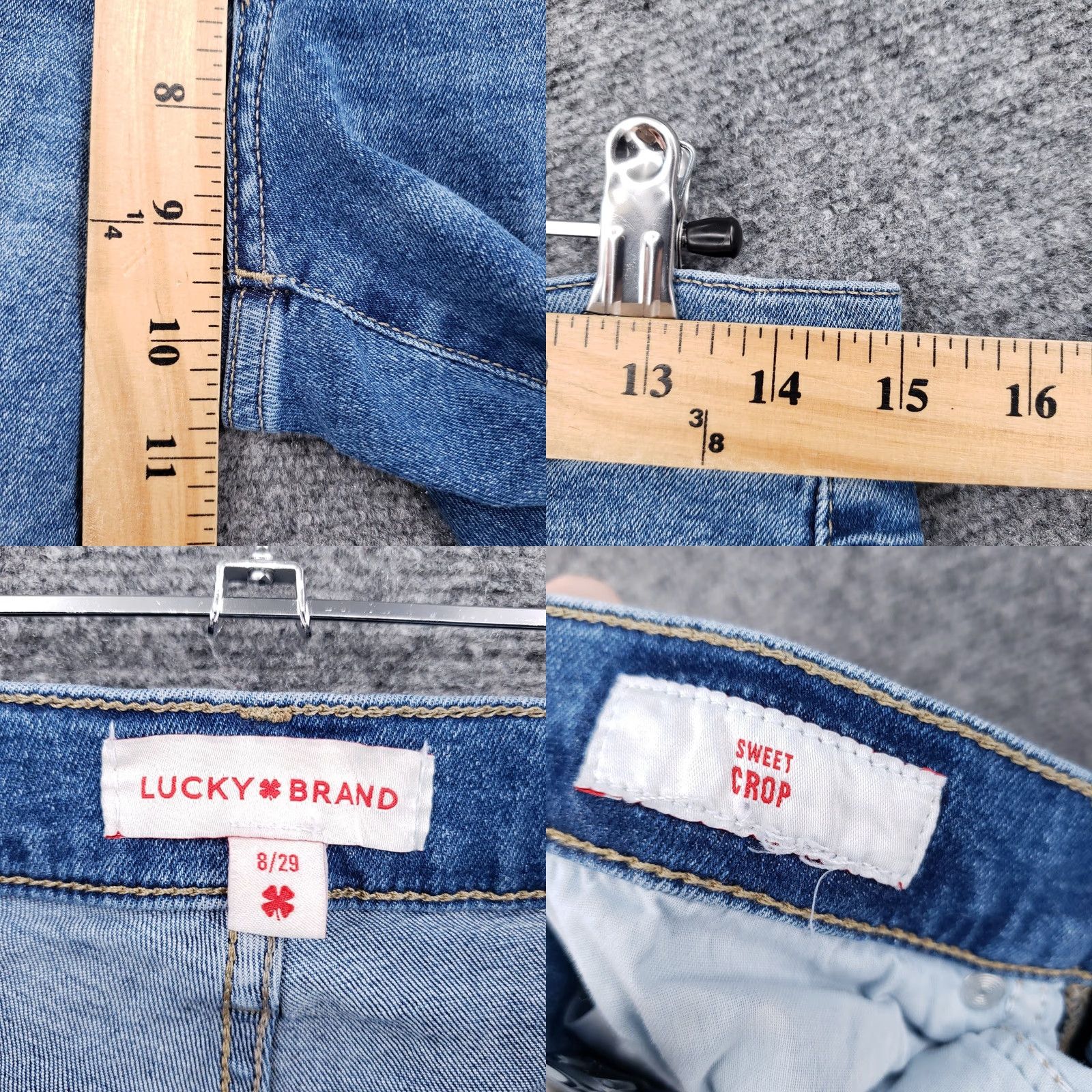 Lucky Brand Lucky Brand Jeans Womens 8 Crop Straight Leg Blue Denim Stretch 5-Pocket Regular Rise Zip Button Inseam 26.5in Medium Wash Size 8 Size 30" / US 8 / IT 44 - 8 Thumbnail